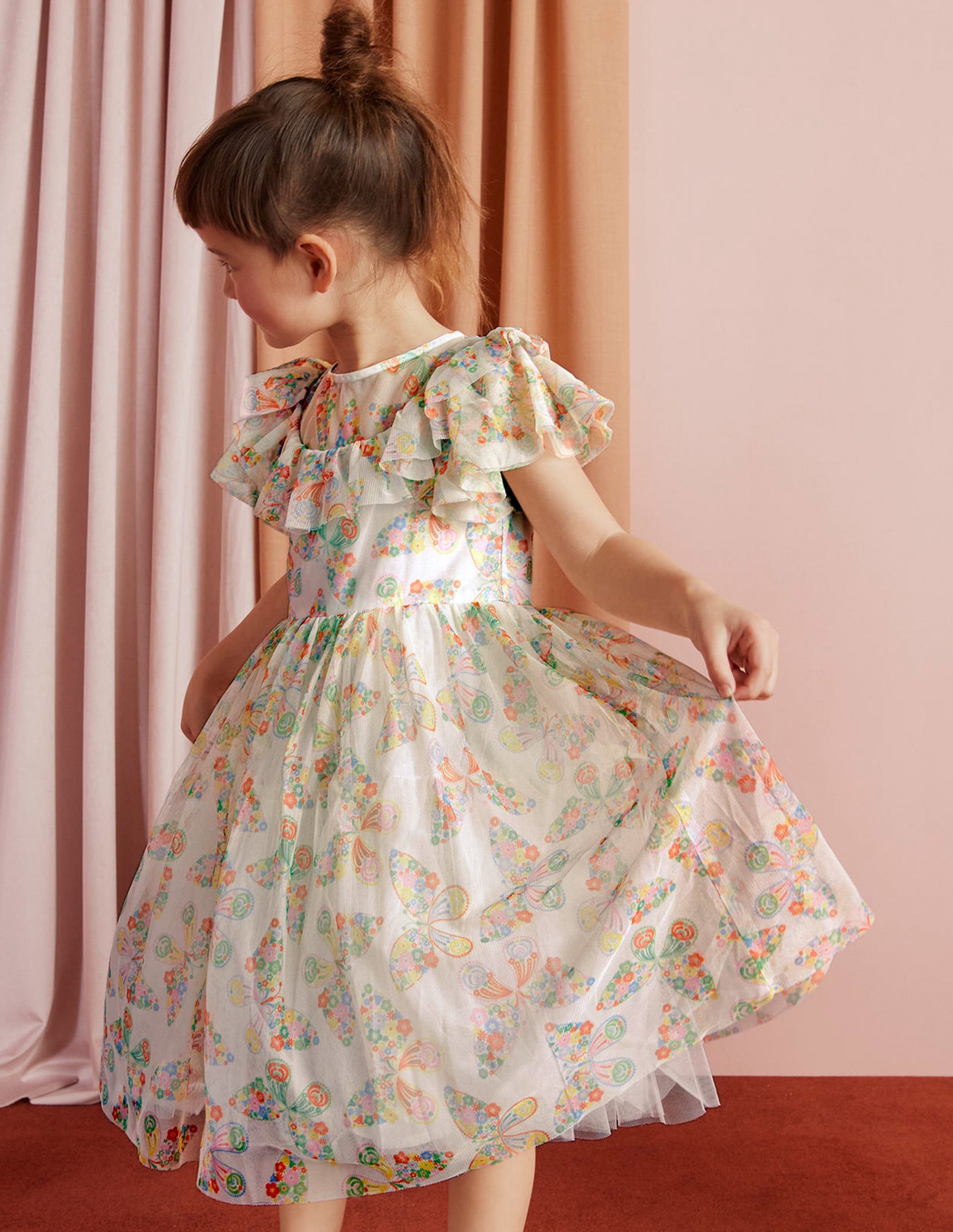 Frilly Tulle Dress-Ivory Multi Butterflies - Image 6