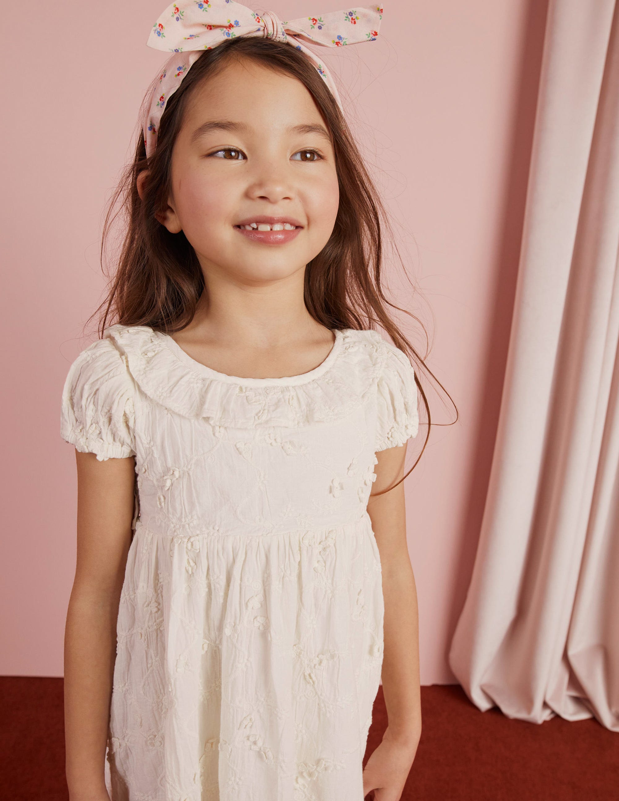 Dip Hem Broderie Dress-Ivory - Image 6
