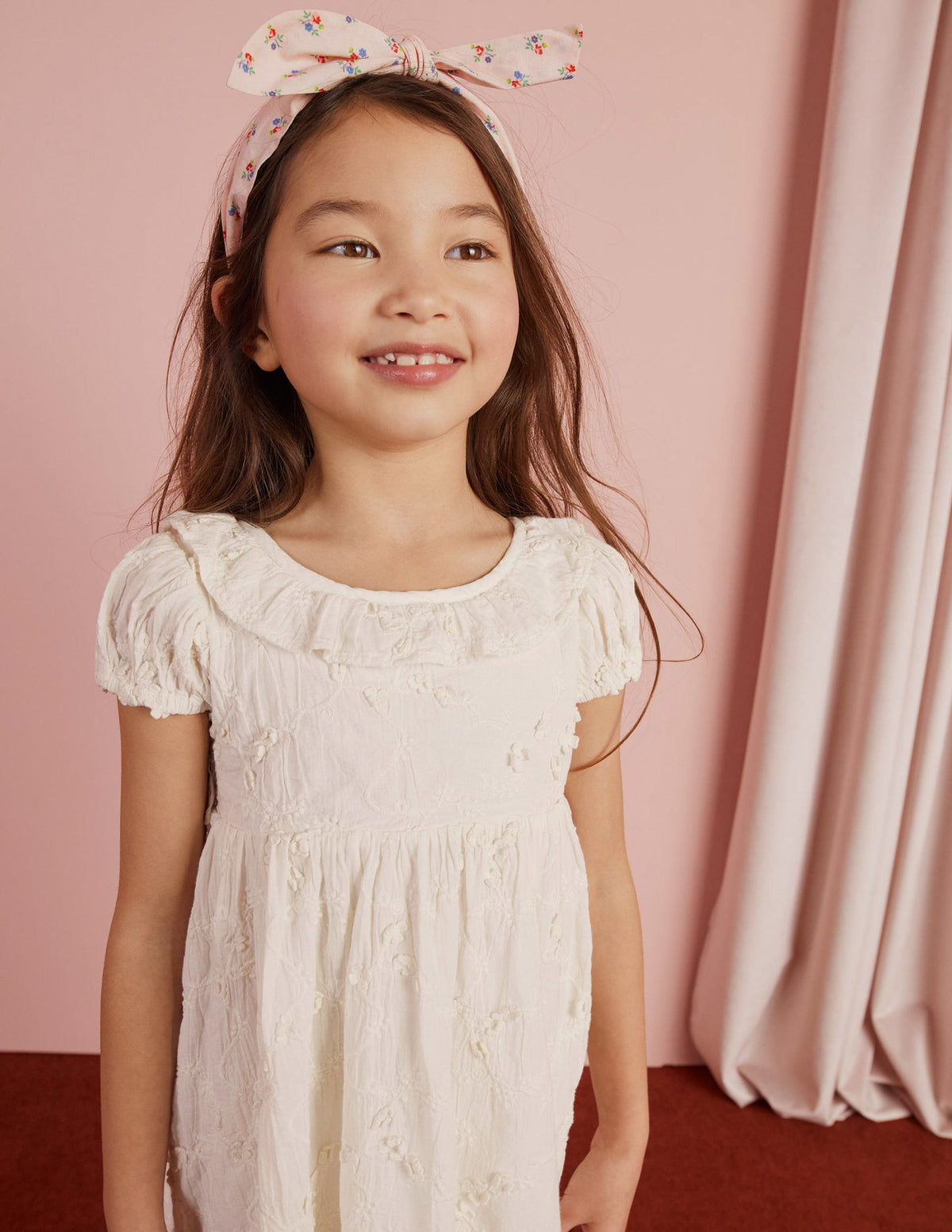 Dip Hem Broderie Dress-Ivory - Image 7