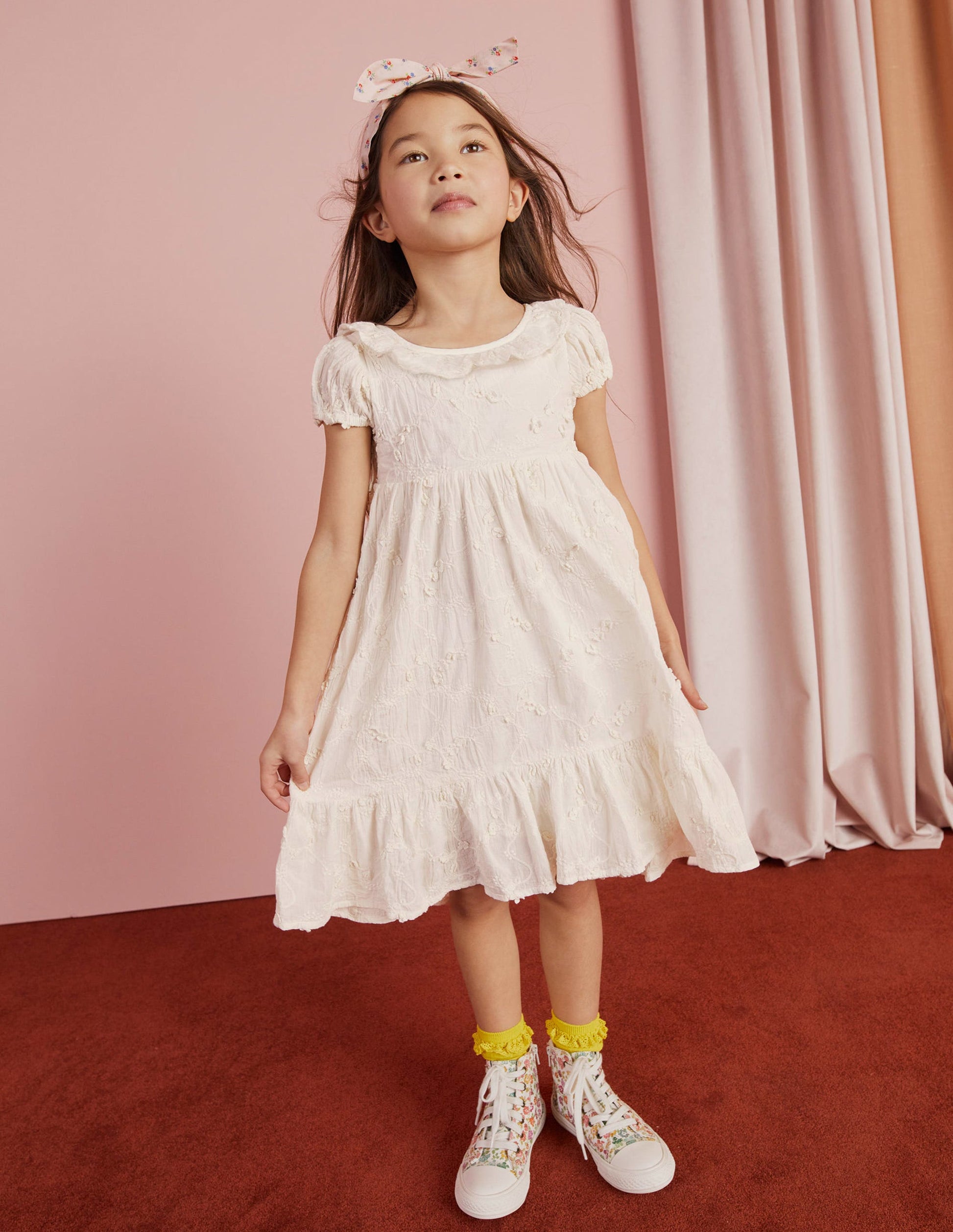 Dip Hem Broderie Dress-Ivory-9