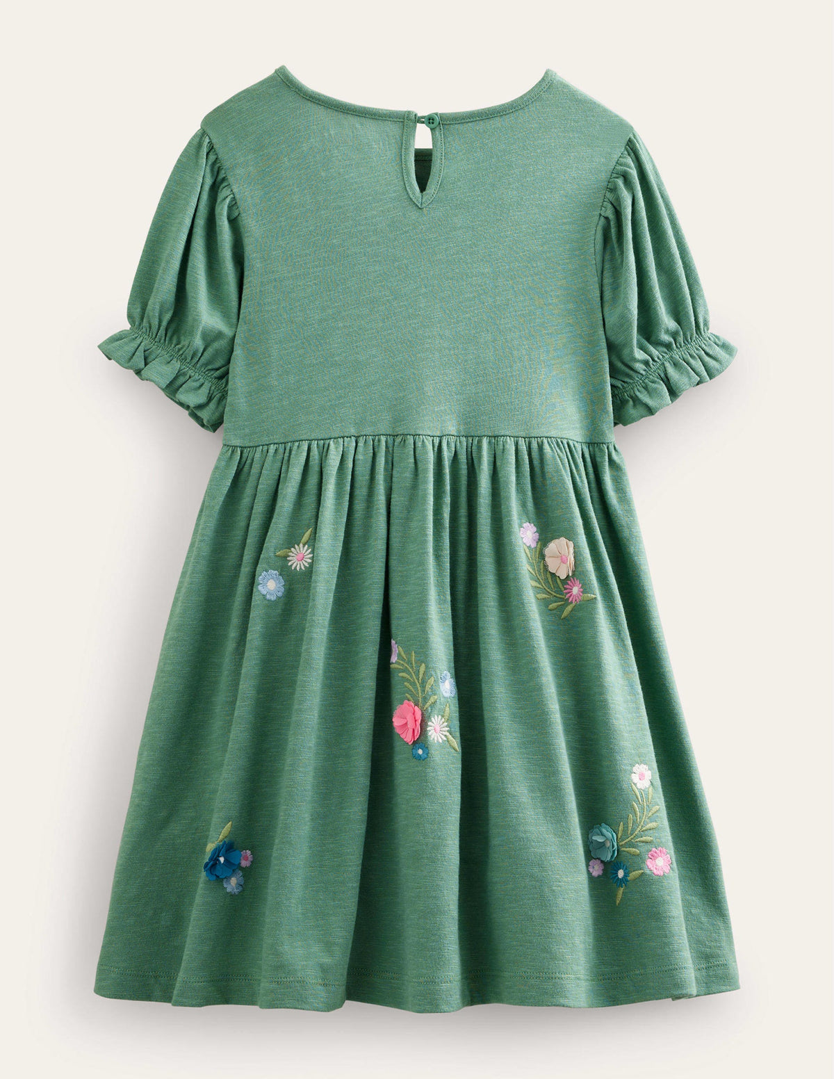 Embroidered Jersey Dress-Csarite Green - Image 2