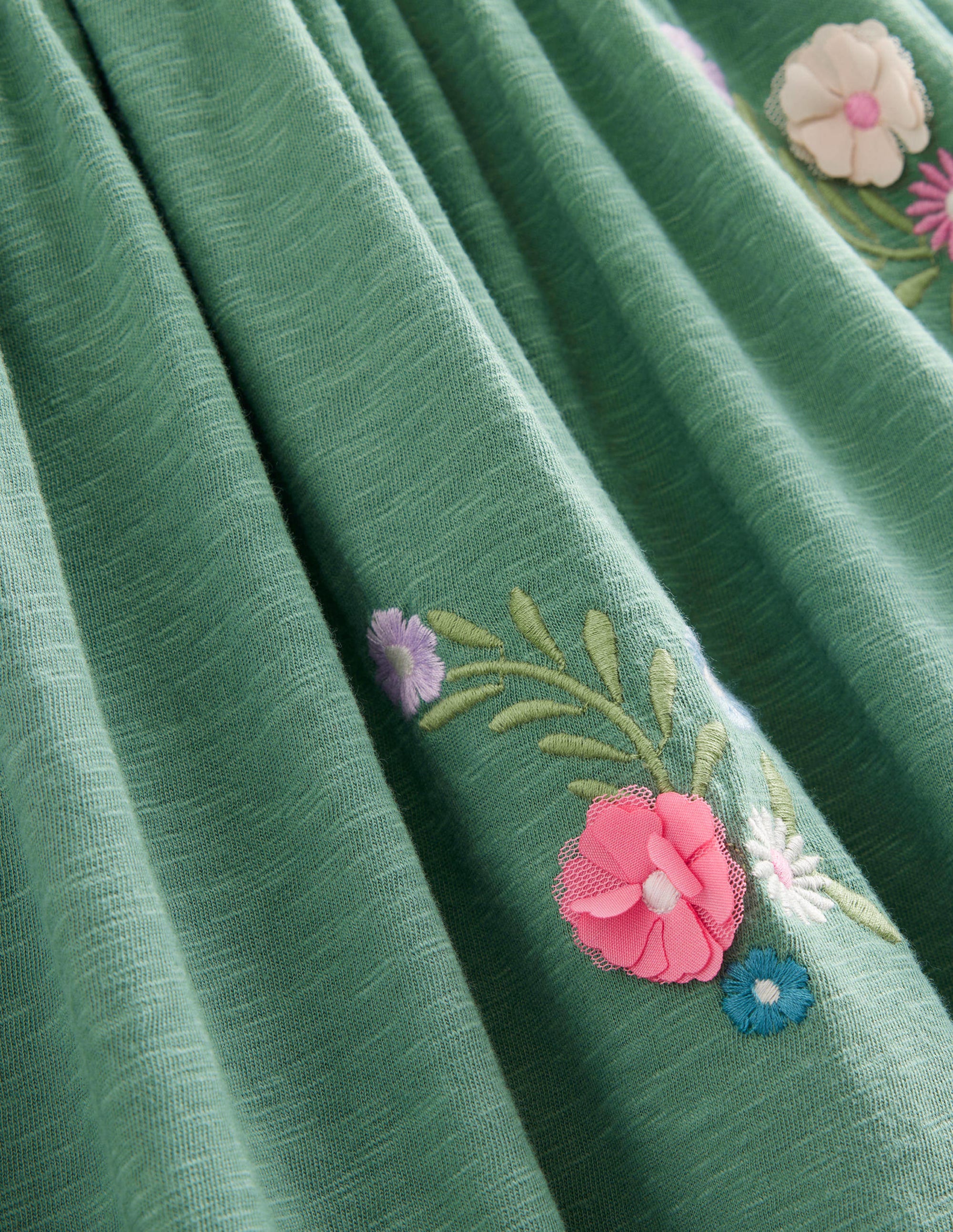 Embroidered Jersey Dress-Csarite Green - Image 3