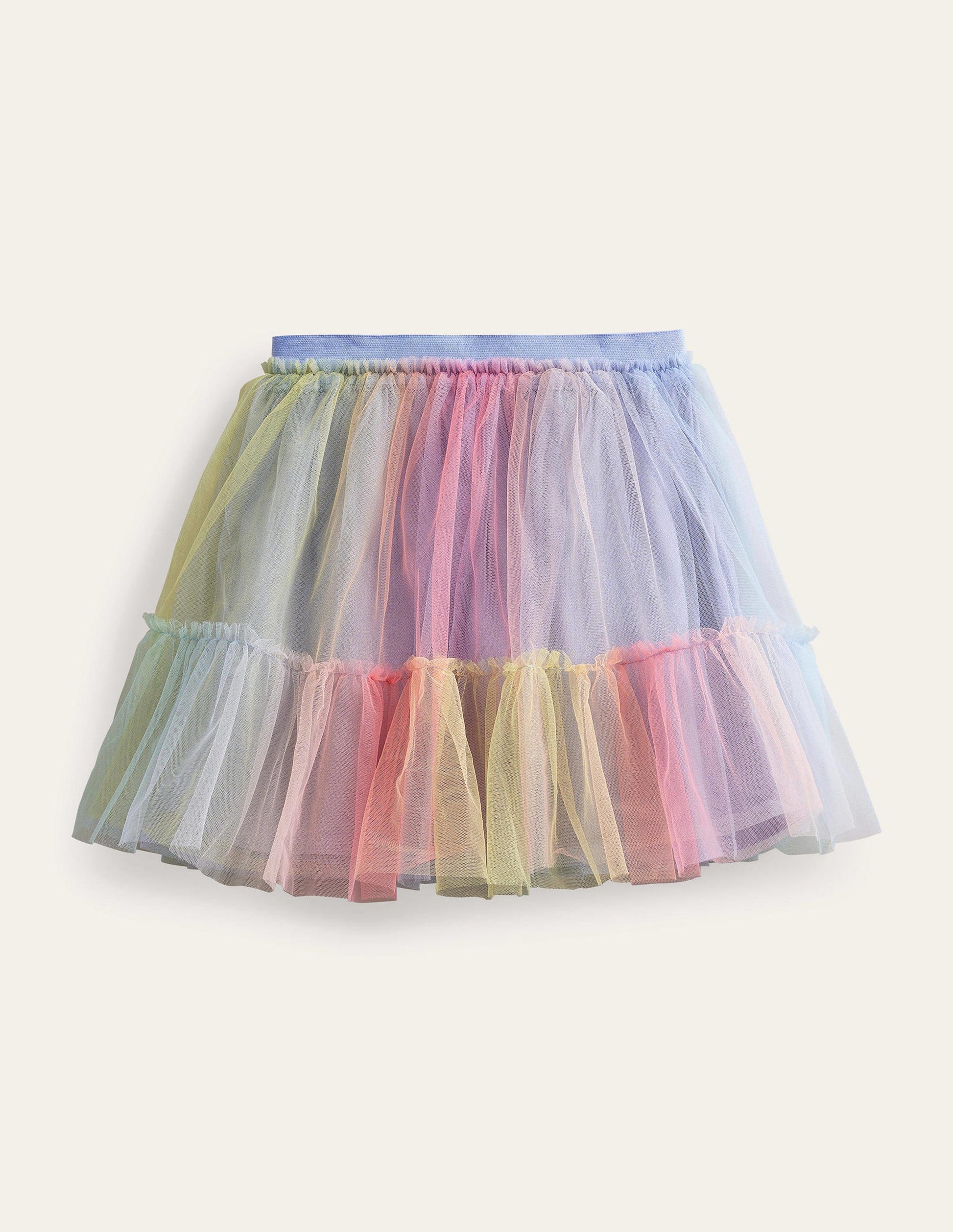 Printed Tiered Tulle Skirt-Ombre-1