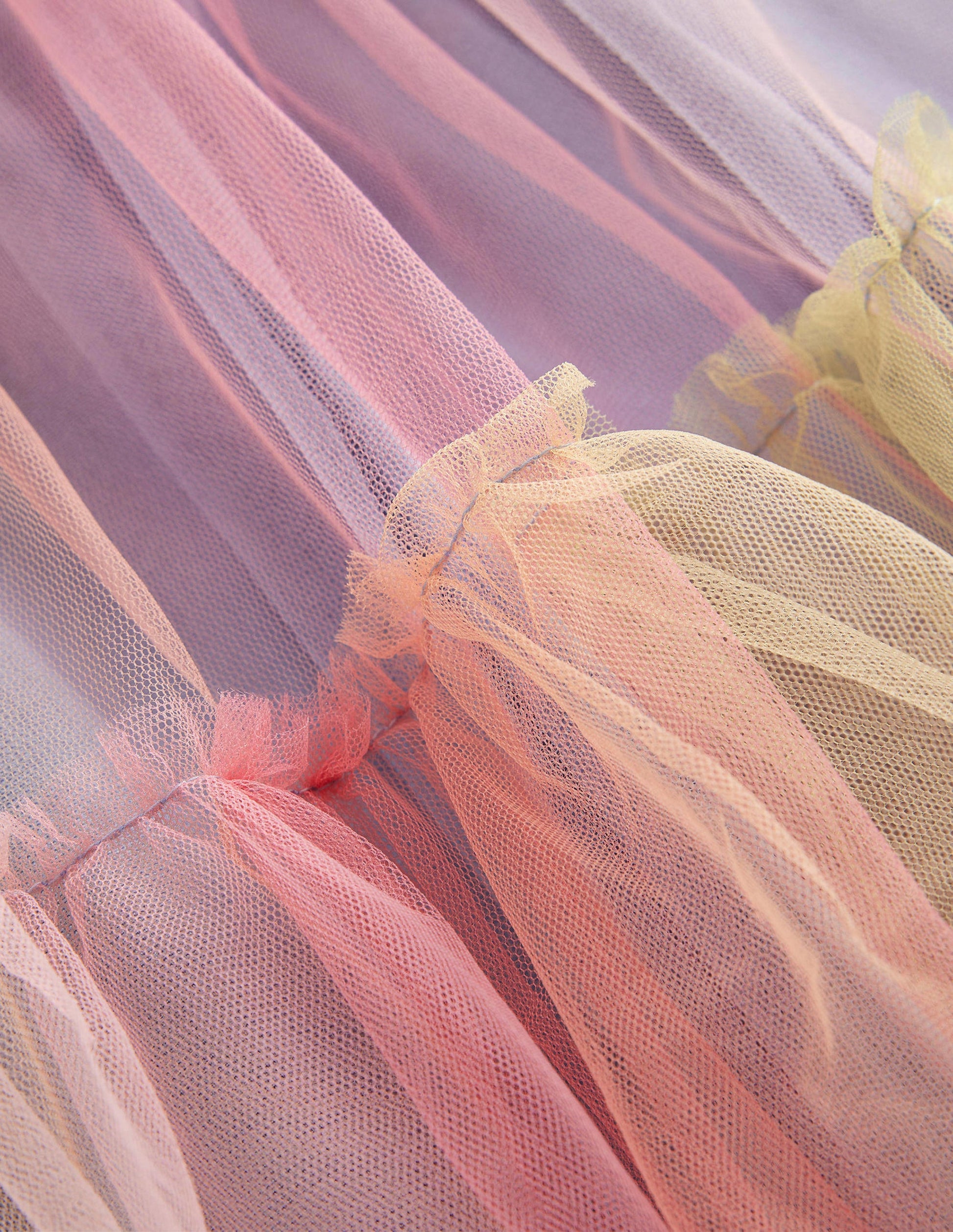 Printed Tiered Tulle Skirt-Ombre-3
