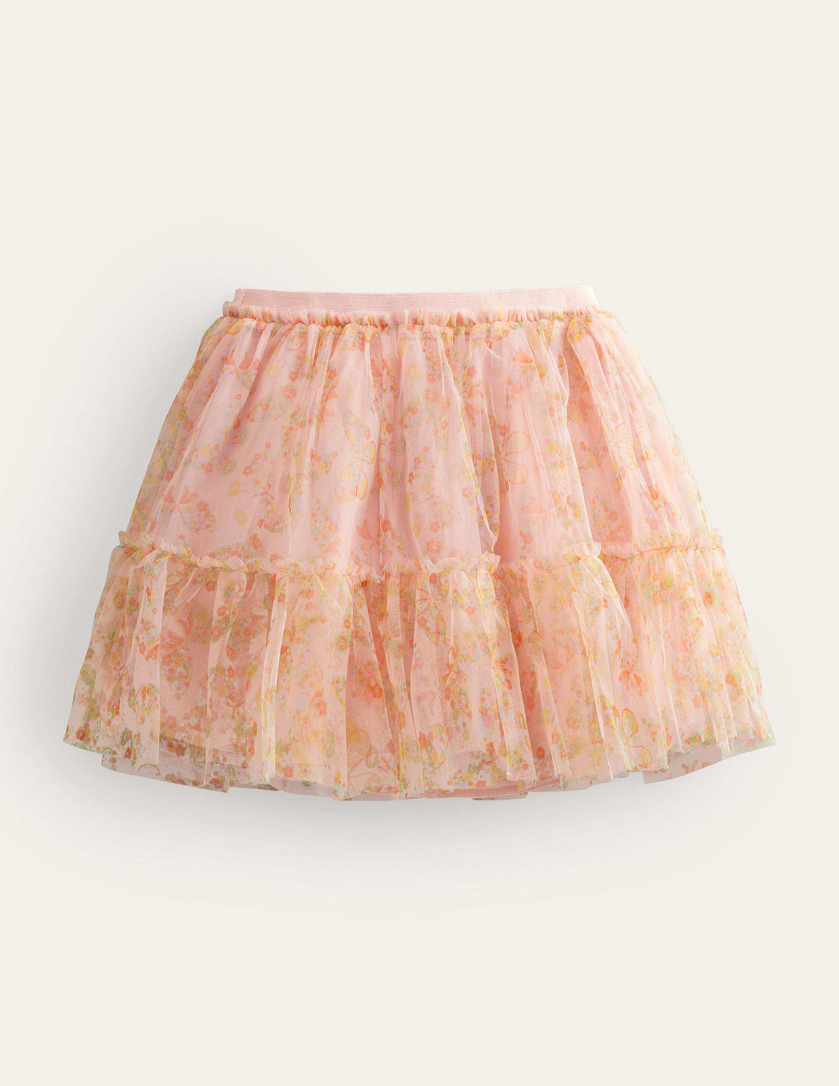 Printed Tiered Tulle Skirt-Rose Pink Butterflies - Image 2