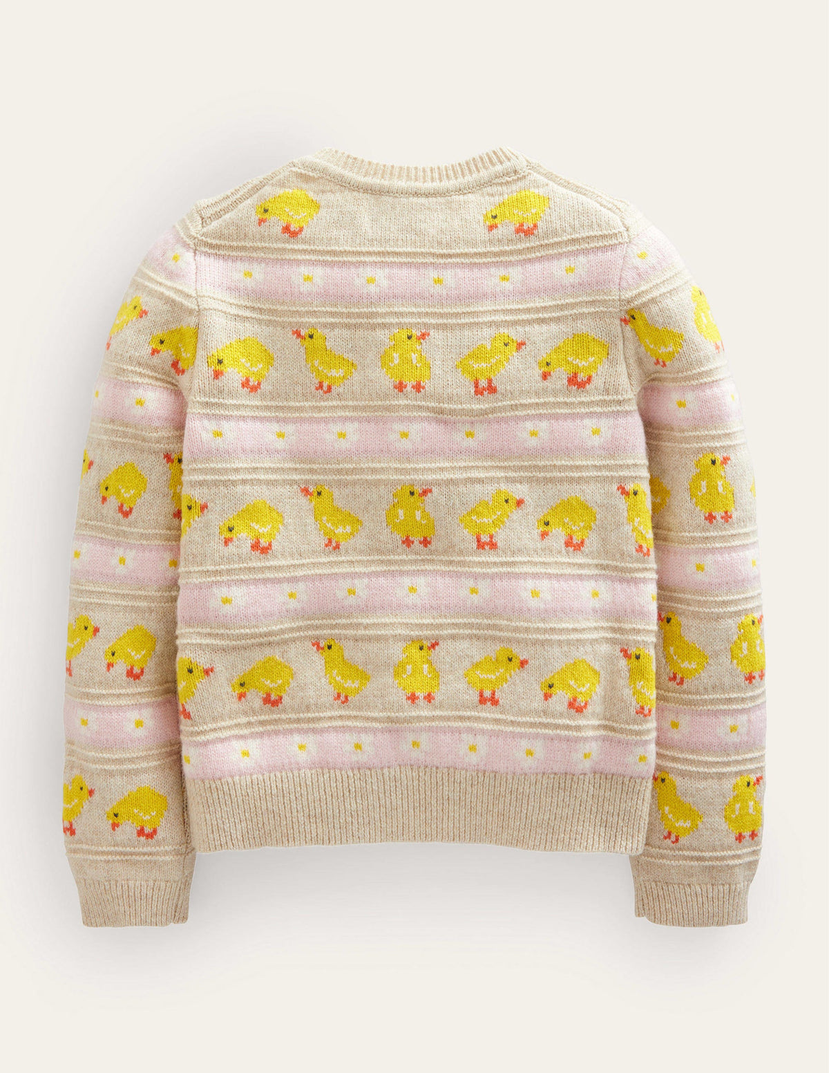 Fair Isle knitted Cardigan-Ecru Marl Chicks - Image 2
