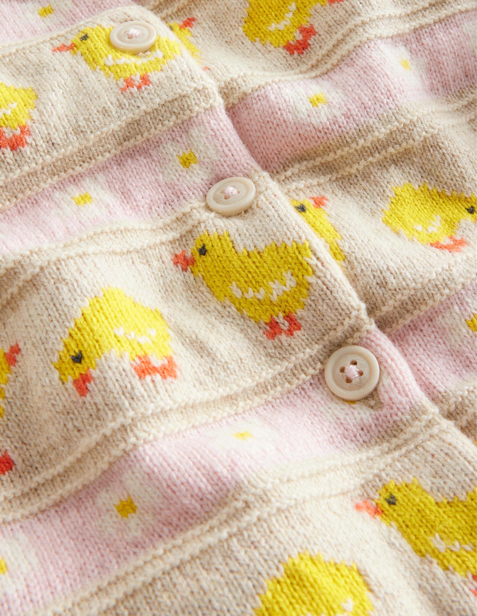 Fair Isle knitted Cardigan-Ecru Marl Chicks - Image 3