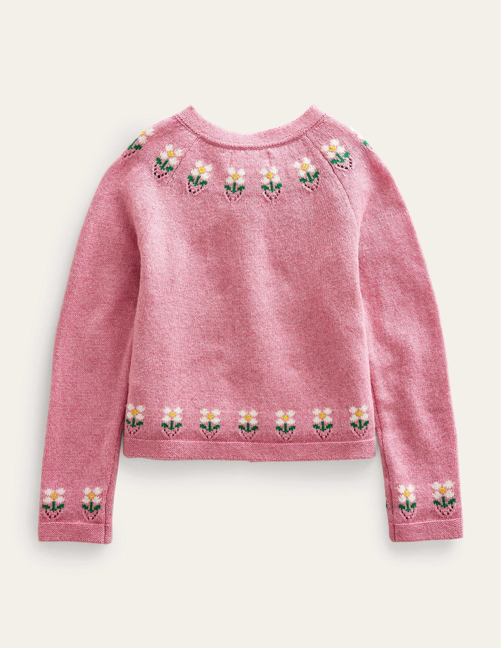 Embroidered Flower Cardigan-Almond Pink Marl-2