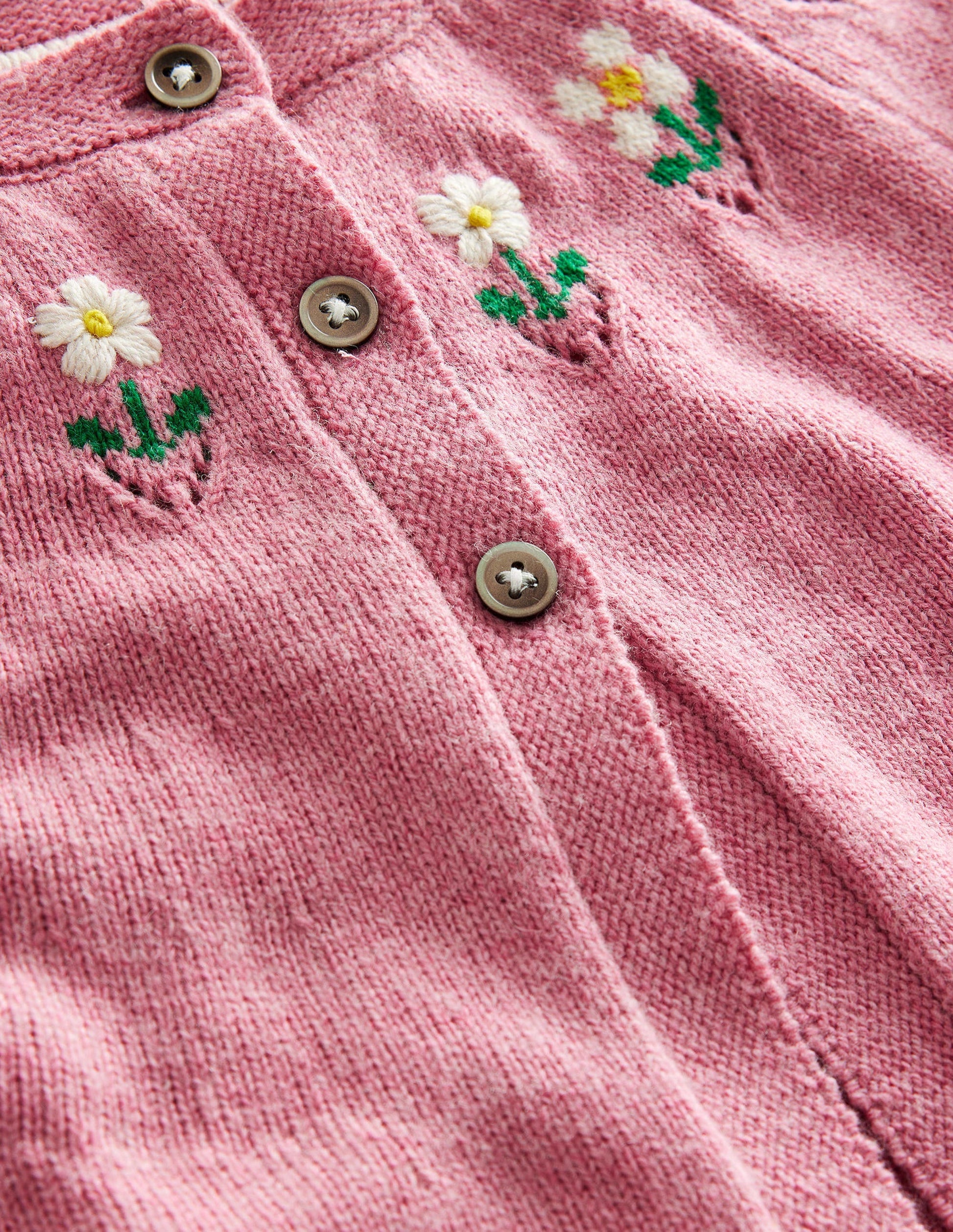 Embroidered Flower Cardigan-Almond Pink Marl-3