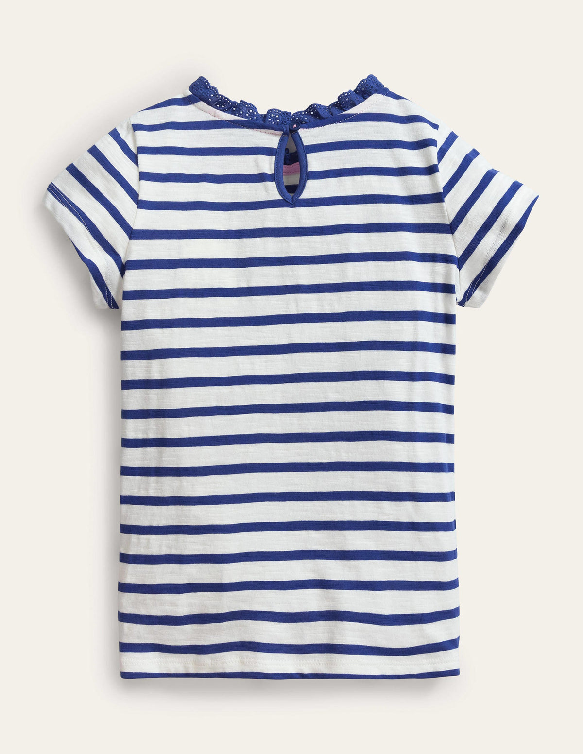 Broderie Pocket T-shirt-Starboard Blue/Ivory - Image 2