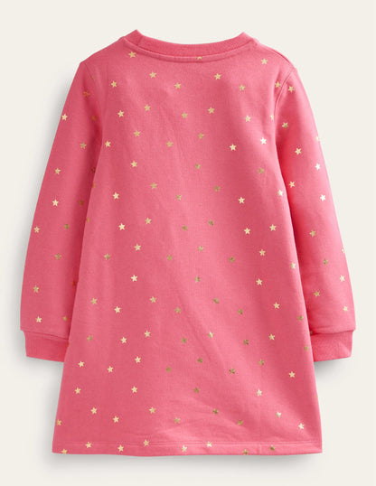 Cosy Appliqué Sweatshirt Dress-Blush Pink Arctic Animals