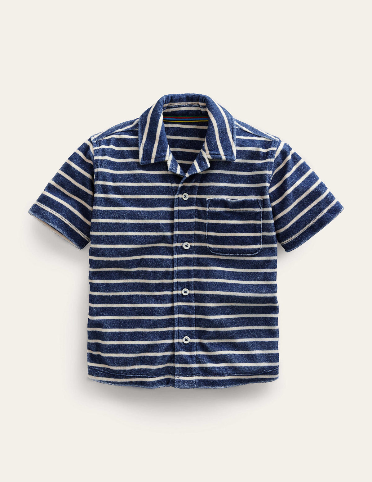 Towelling Shirt-College Navy / Vanilla Pod - Image 1