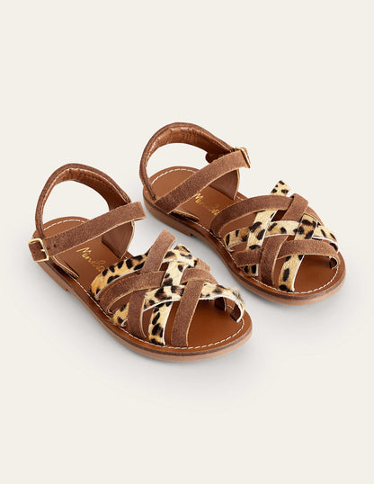 Strappy Sandals-Brown/Animal Combo-2