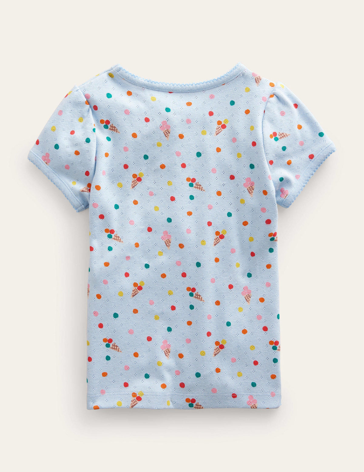 Short-Sleeved Pointelle Top-Blue Ice Creams - Image 2