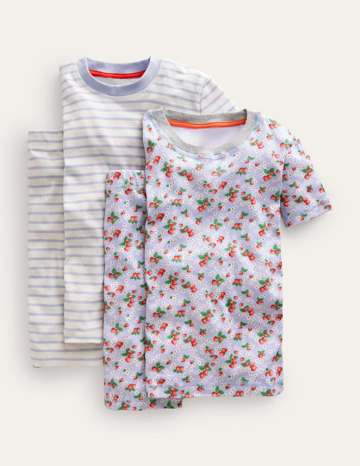 Twin Pack Short John Pajamas-Surf Blue Floral-1