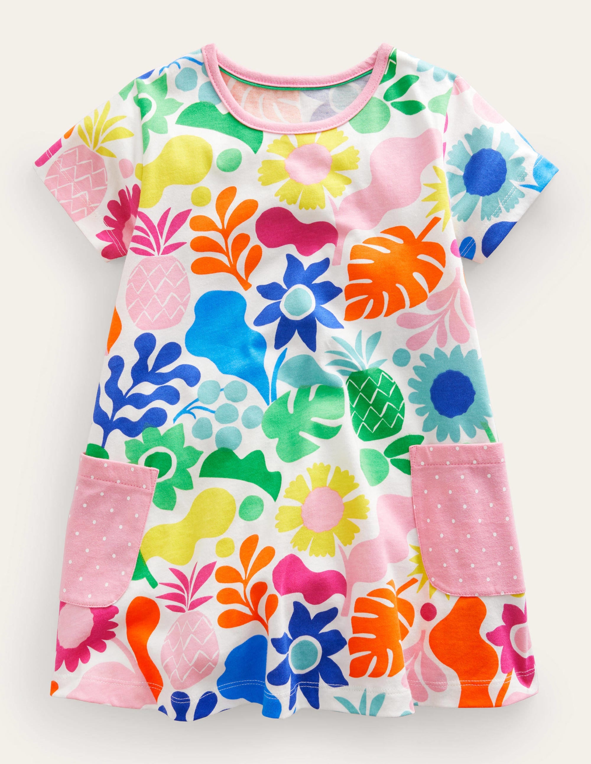 Short-sleeved Printed Tunic-Multi Holiday Floral - Image 1