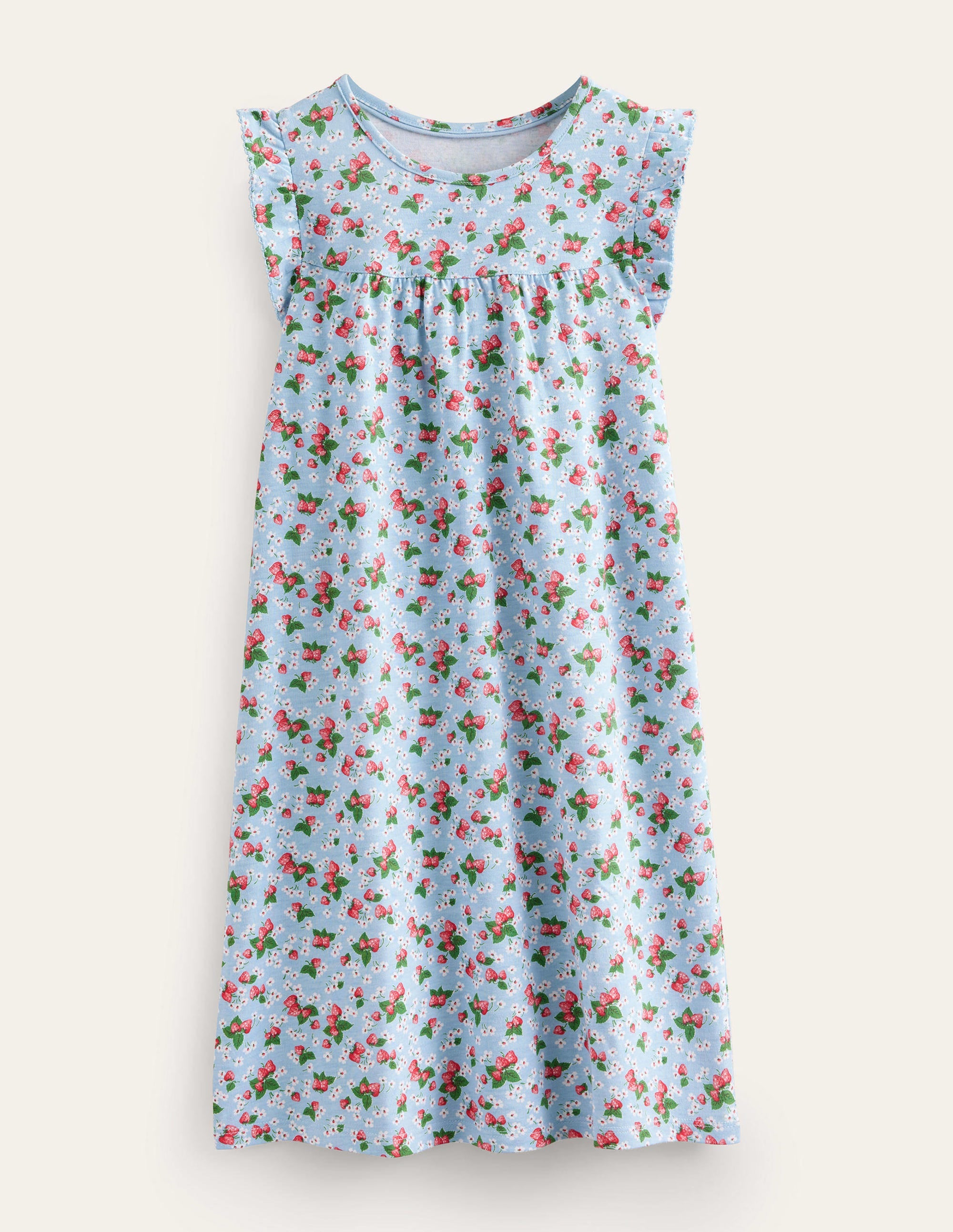 Printed Nightgown-Surf Blue Strawberries - Image 1