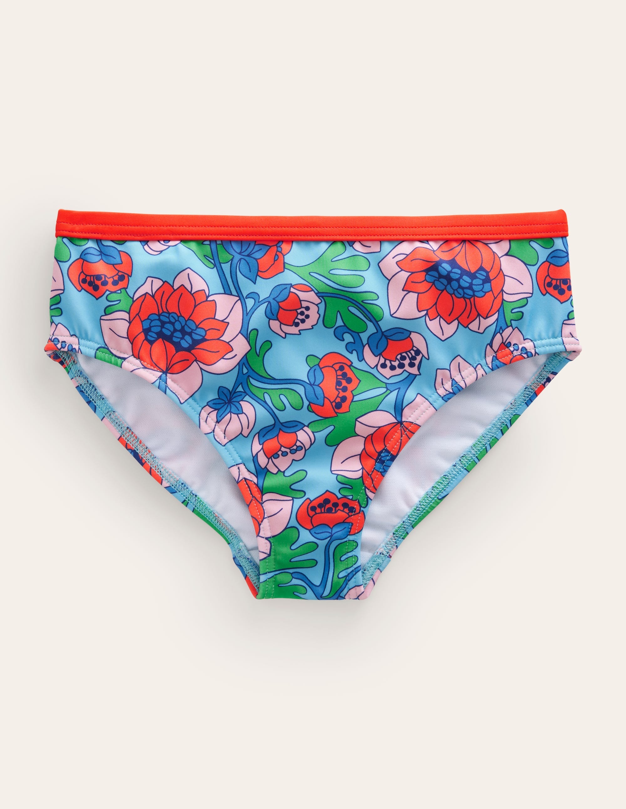 Patterned Bikini Bottoms-Red Poppy Spring Time Floral - Image 1