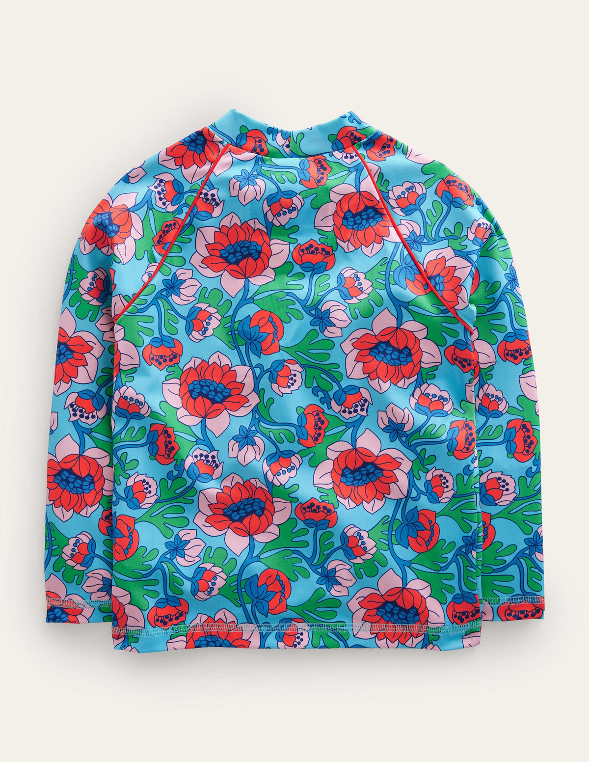 Patterned Rash Guard-Red Poppy Spring Time Floral - Image 2