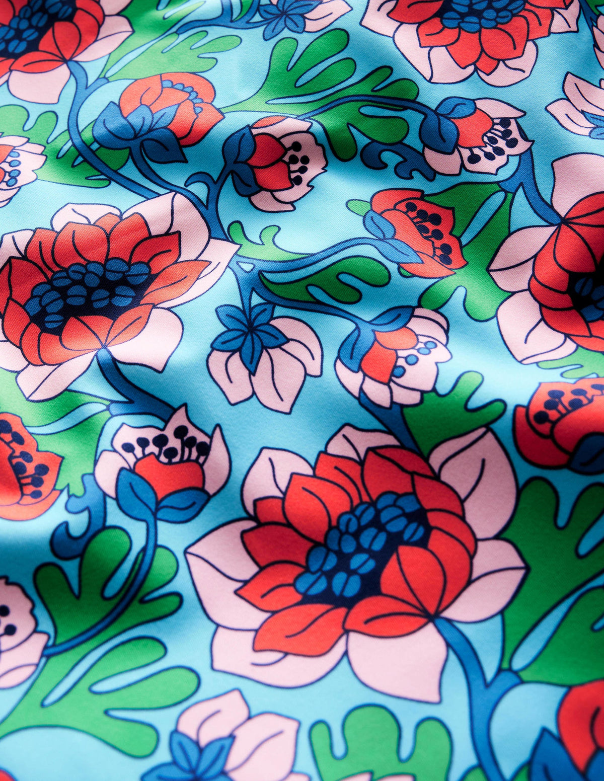Patterned Rash Guard-Red Poppy Spring Time Floral - Image 3