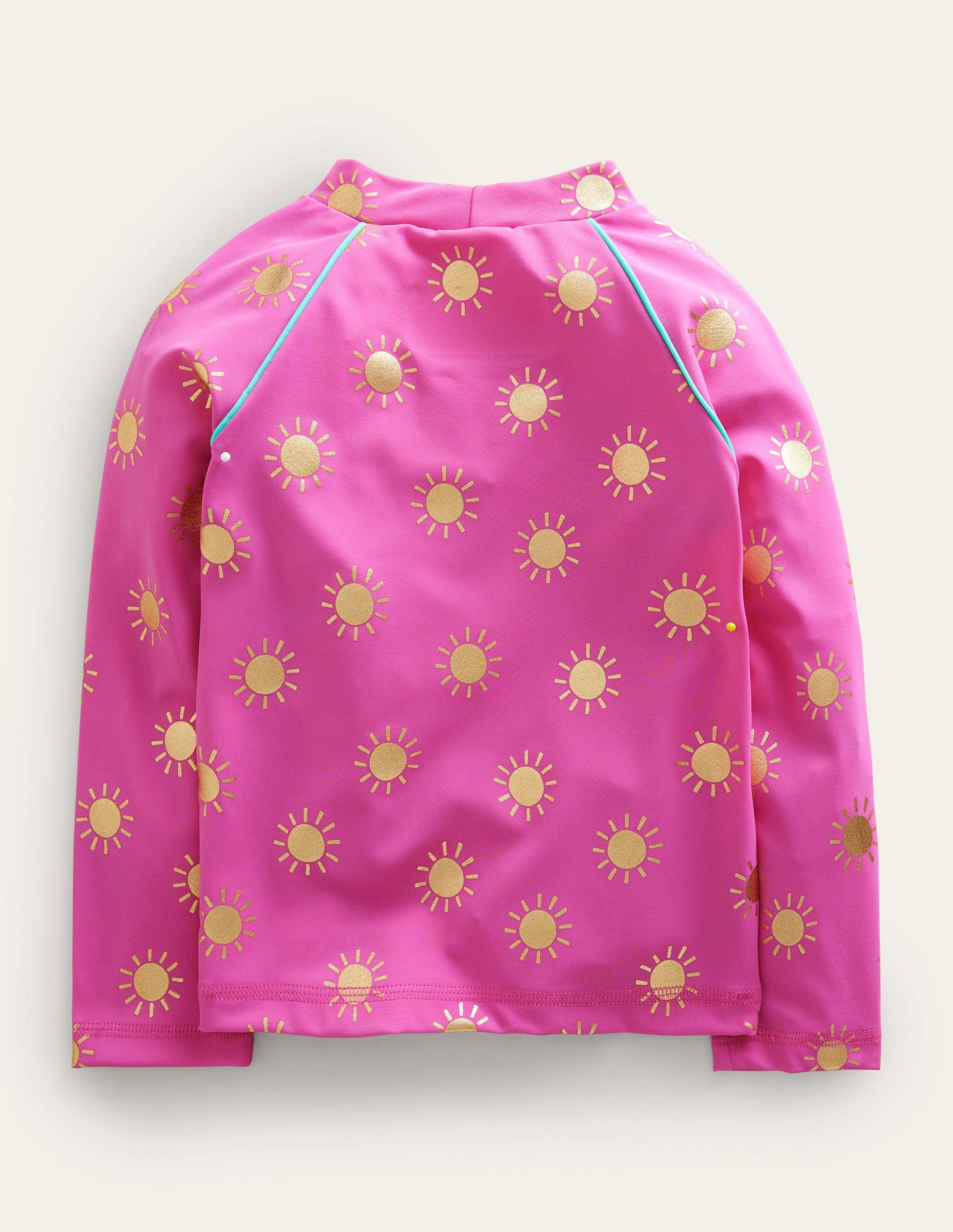 Patterned Rash Guard-Tickled Pink Gold Foil Suns-2