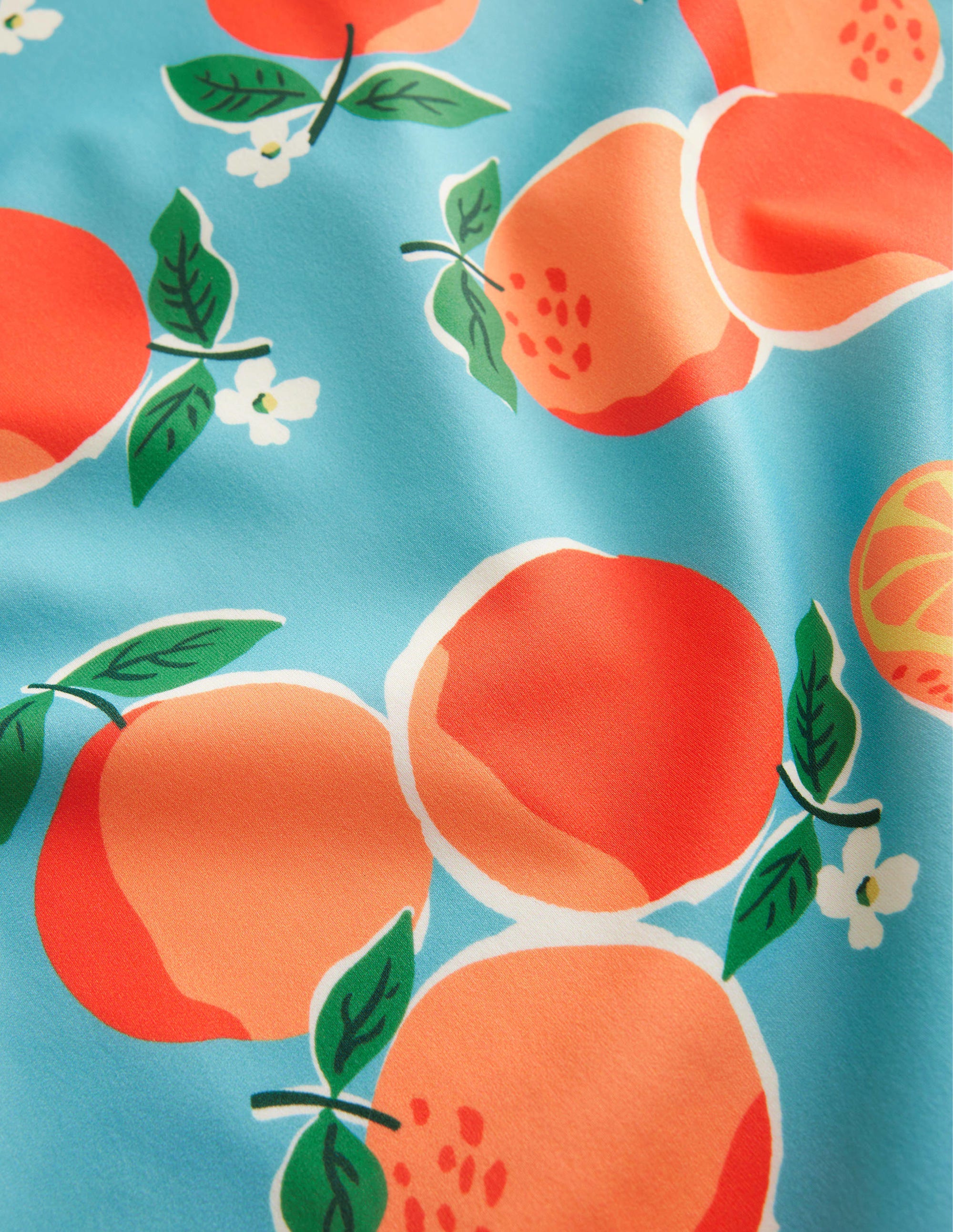 Cross-back Printed Swimsuit-Aqua Blue Oranges - Image 3