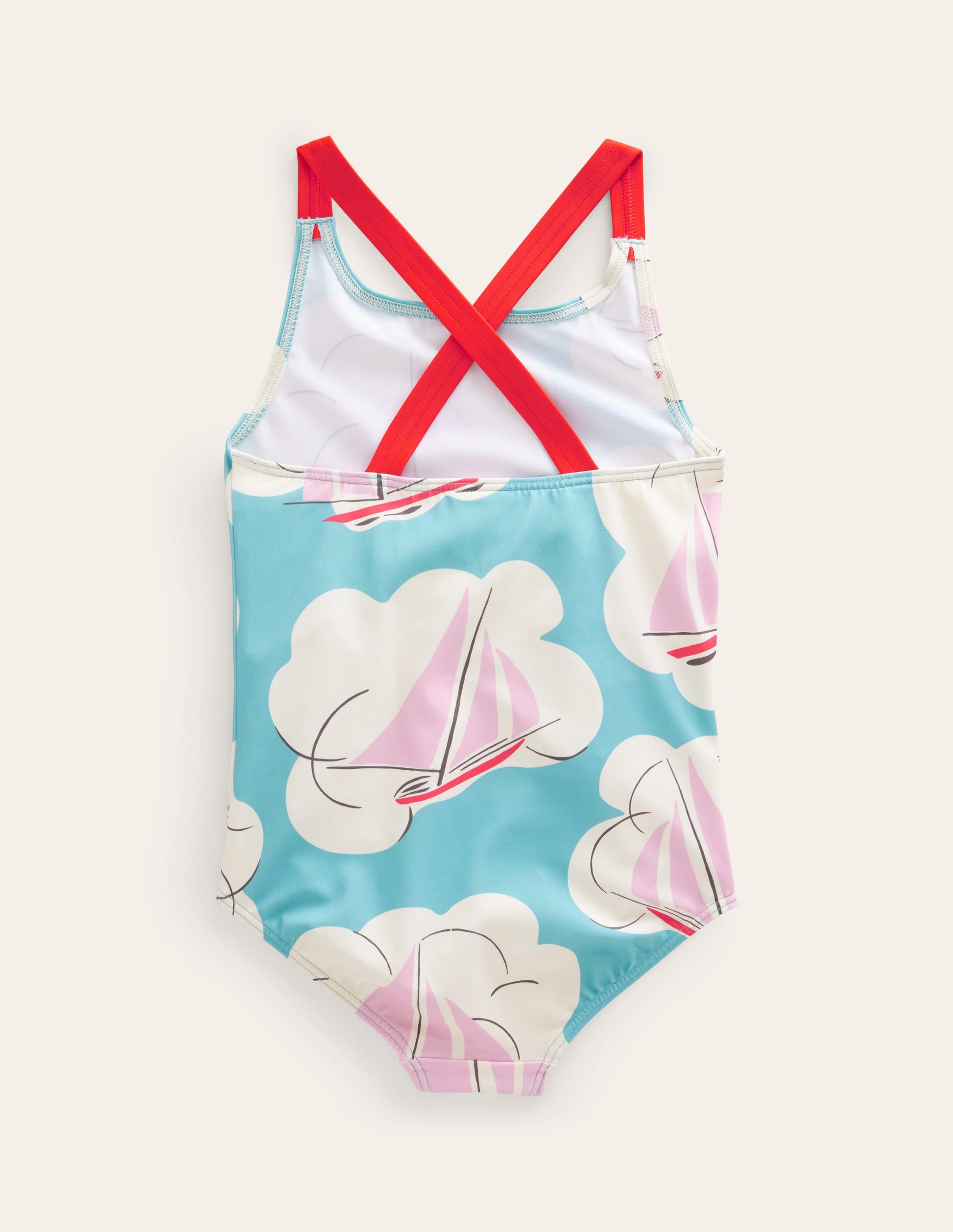 Cross-back Printed Swimsuit-Yacht Print-2