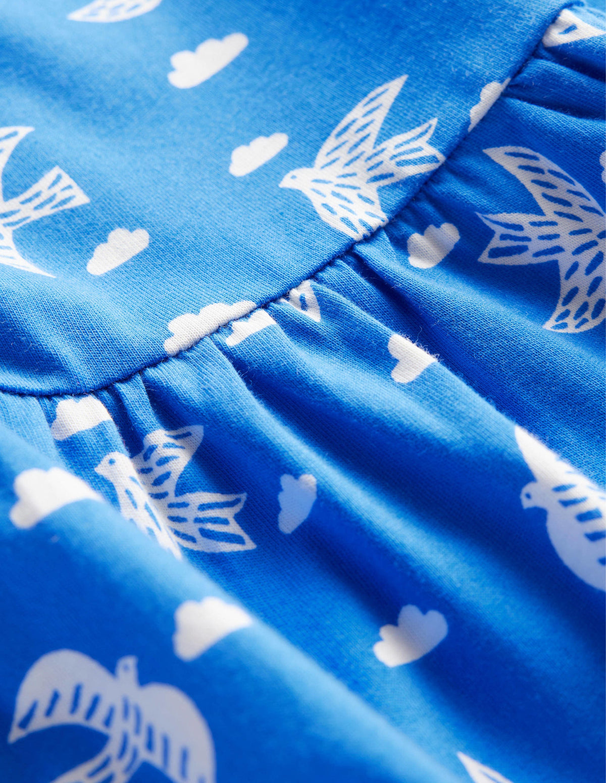 Puff Sleeve Jersey Dress-Cabana Blue Birds-3