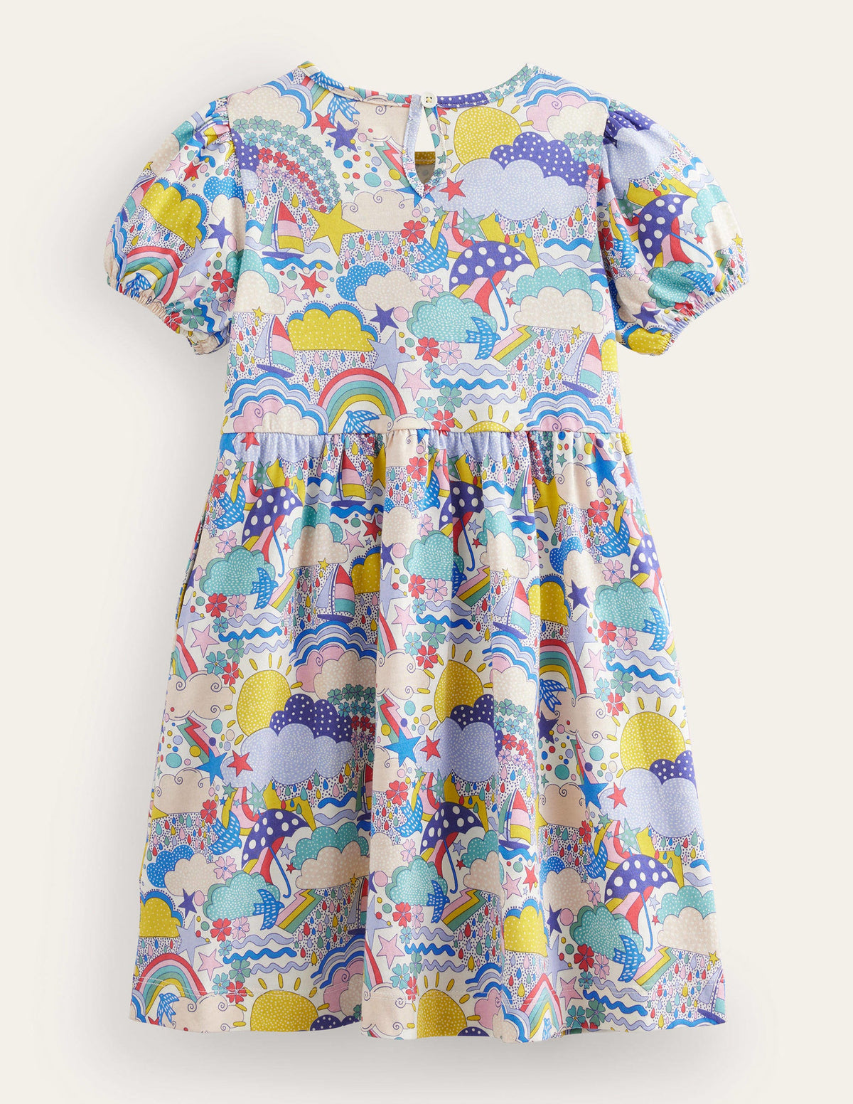 Puff Sleeve Jersey Dress-Multi Weather-2