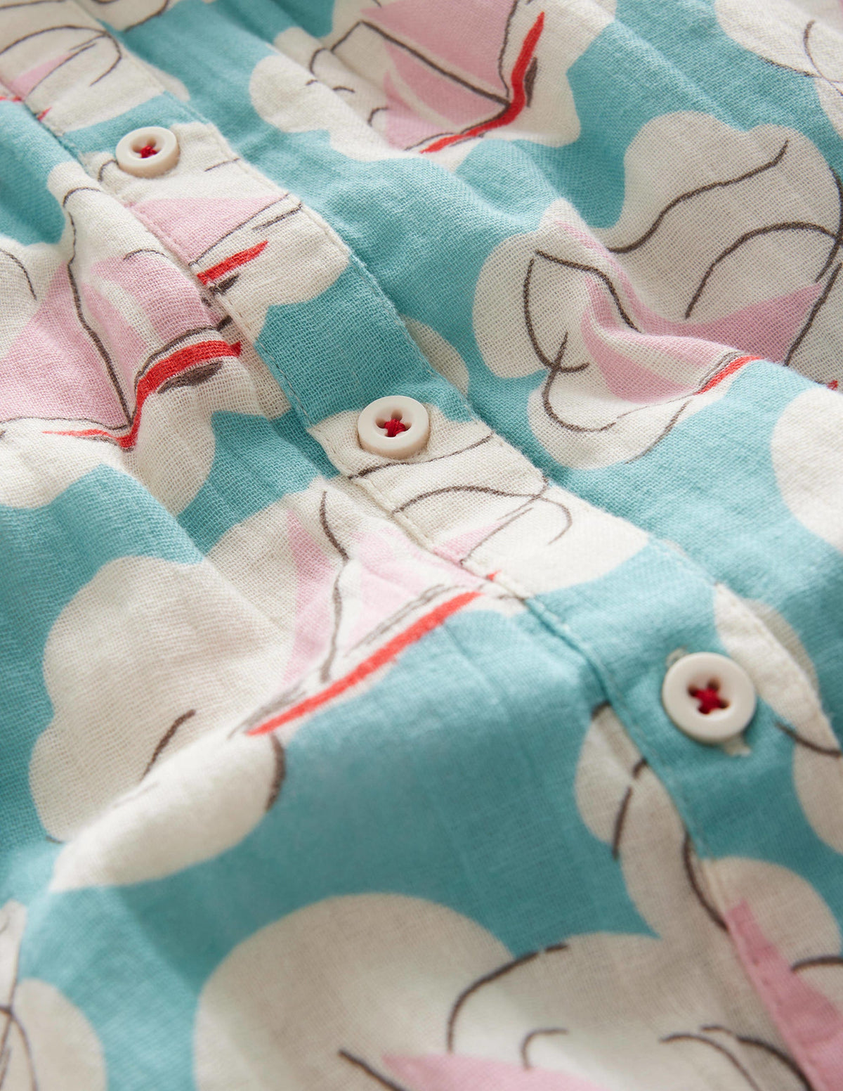 Short Puff Sleeve Top-Aqua Boat Print-3