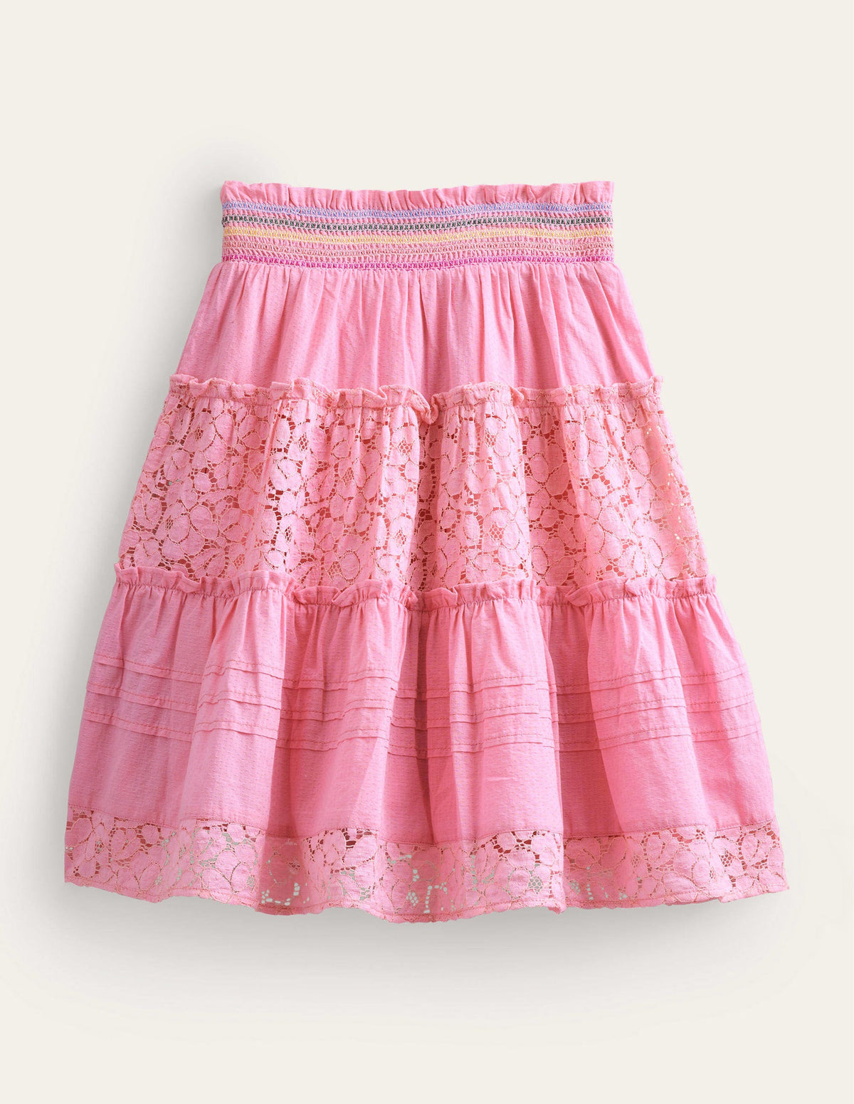 Smocked Tiered Midi Skirt-Formica Pink - Image 2