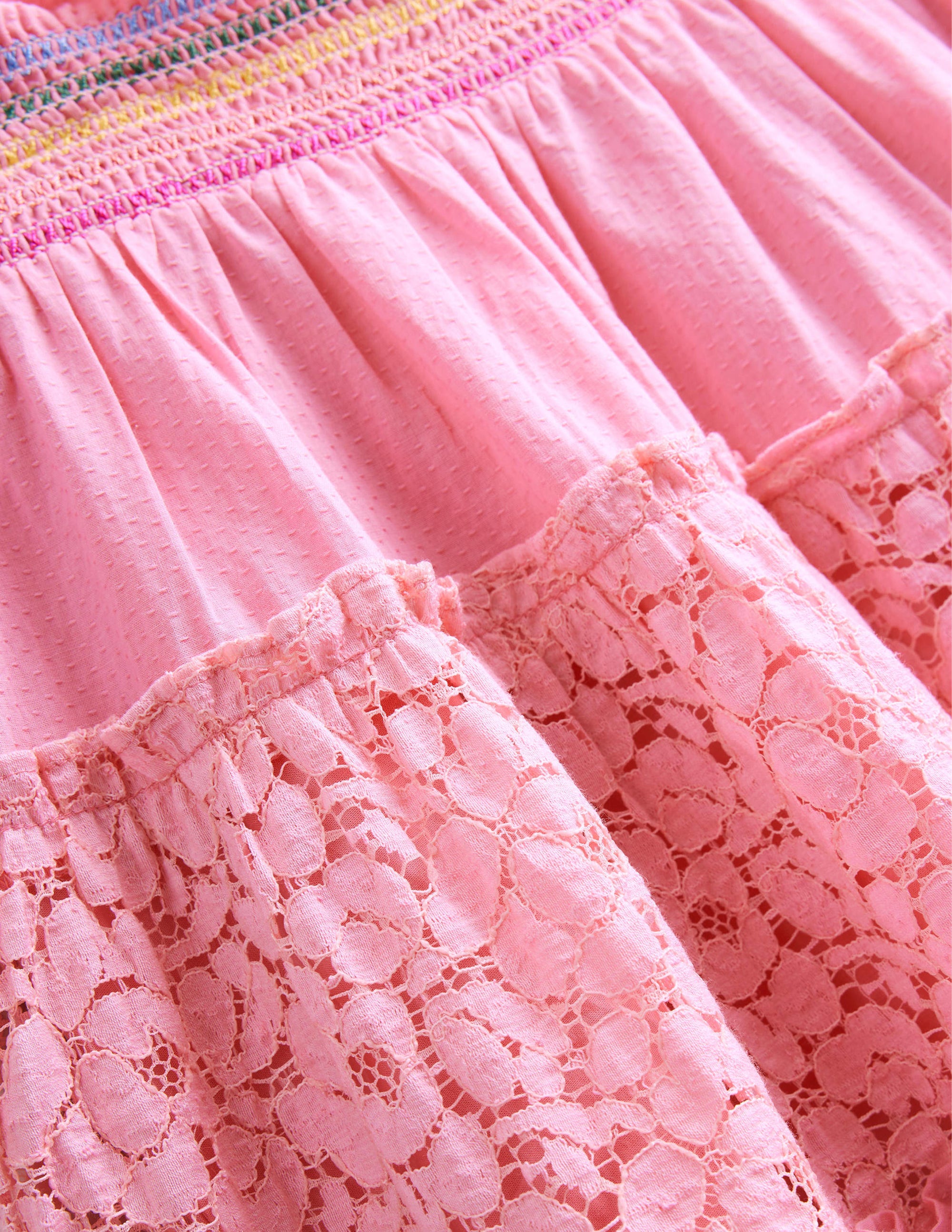Smocked Tiered Midi Skirt-Formica Pink - Image 3