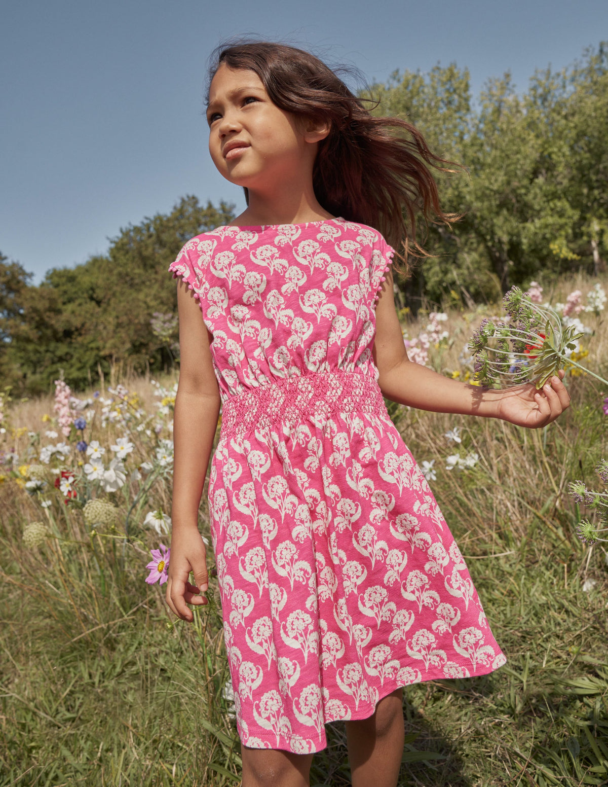 Vacation Printed Cotton Dress-Plum Blossom Floral Stamp - Image 4