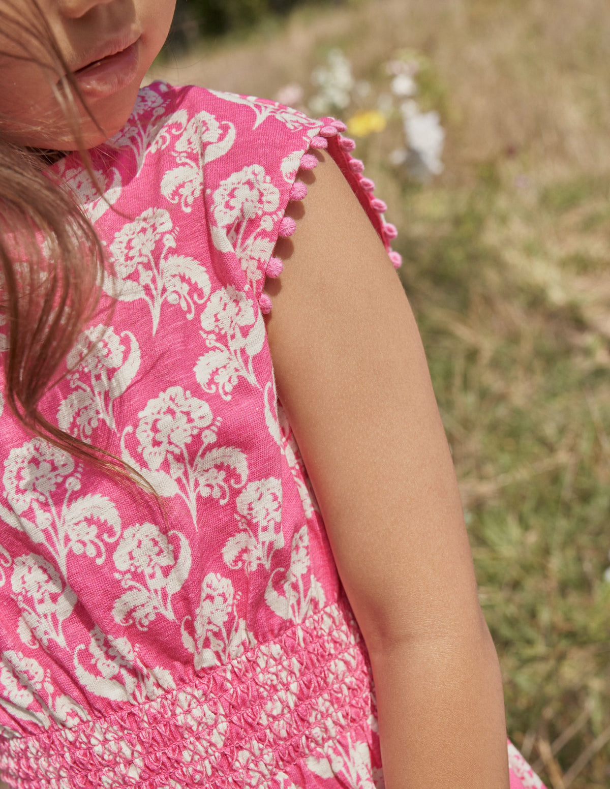 Vacation Printed Cotton Dress-Plum Blossom Floral Stamp-5