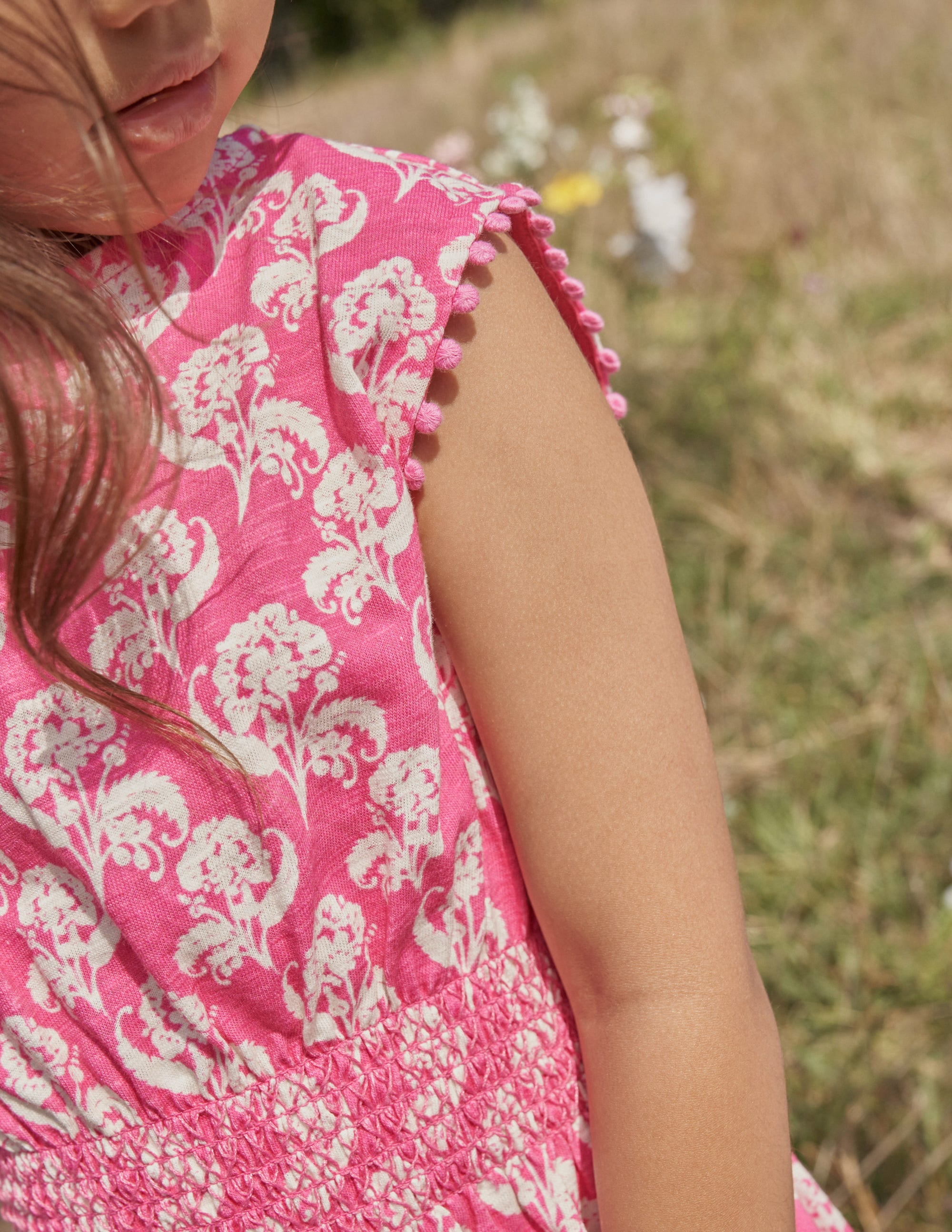 Vacation Printed Cotton Dress-Plum Blossom Floral Stamp - Image 5