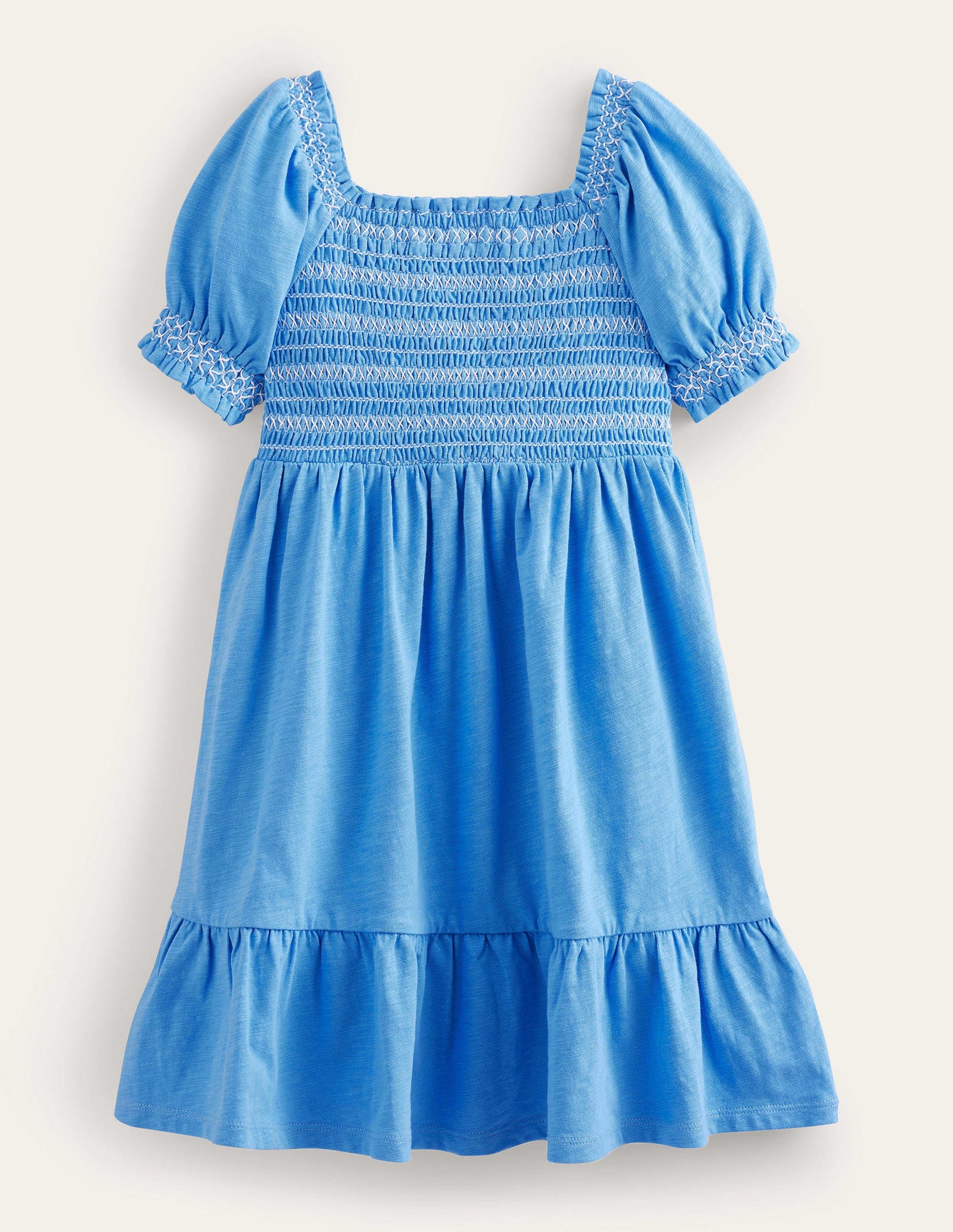 Shirred Holiday Dress-Penzance Blue-1