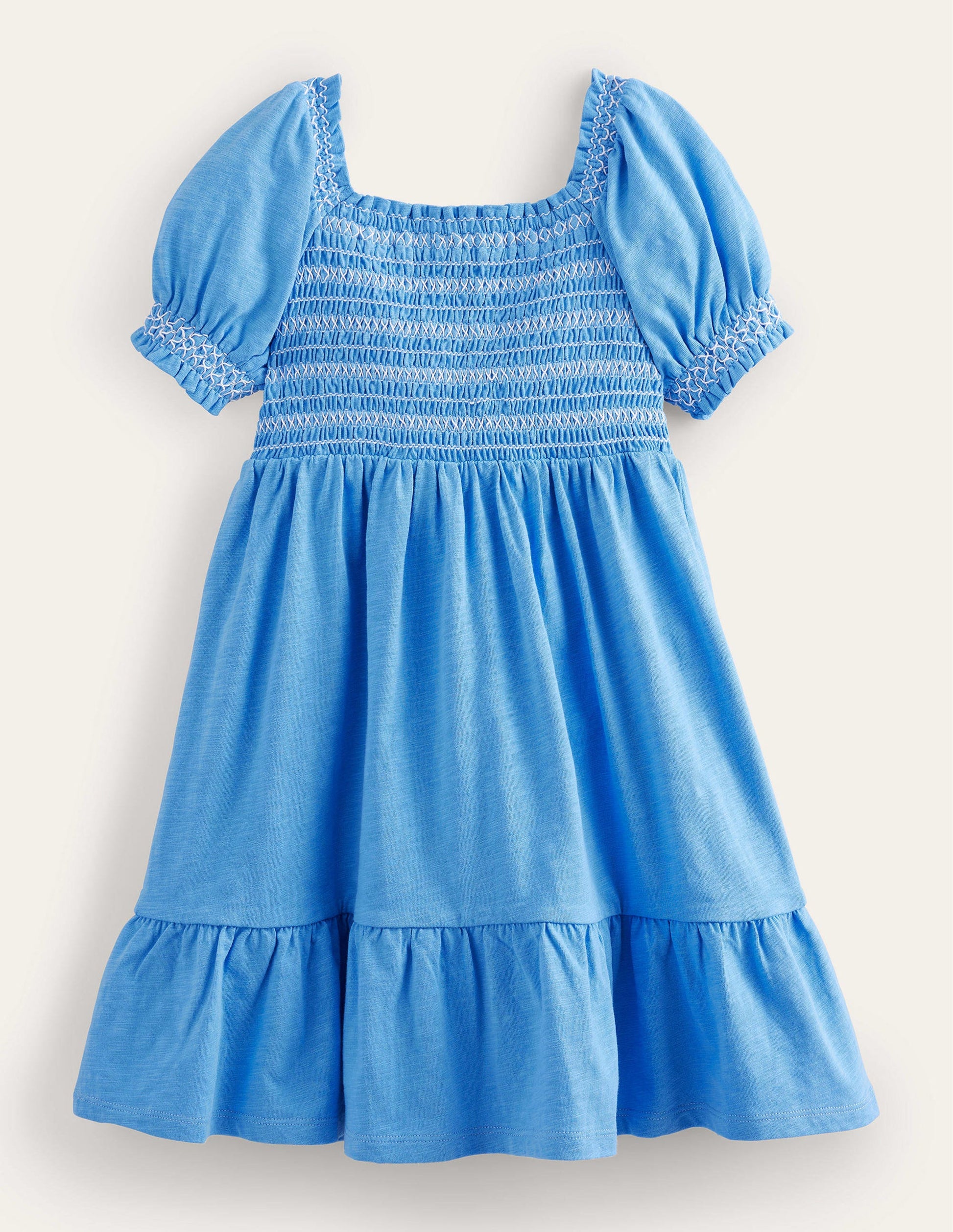 Shirred Holiday Dress-Penzance Blue-2