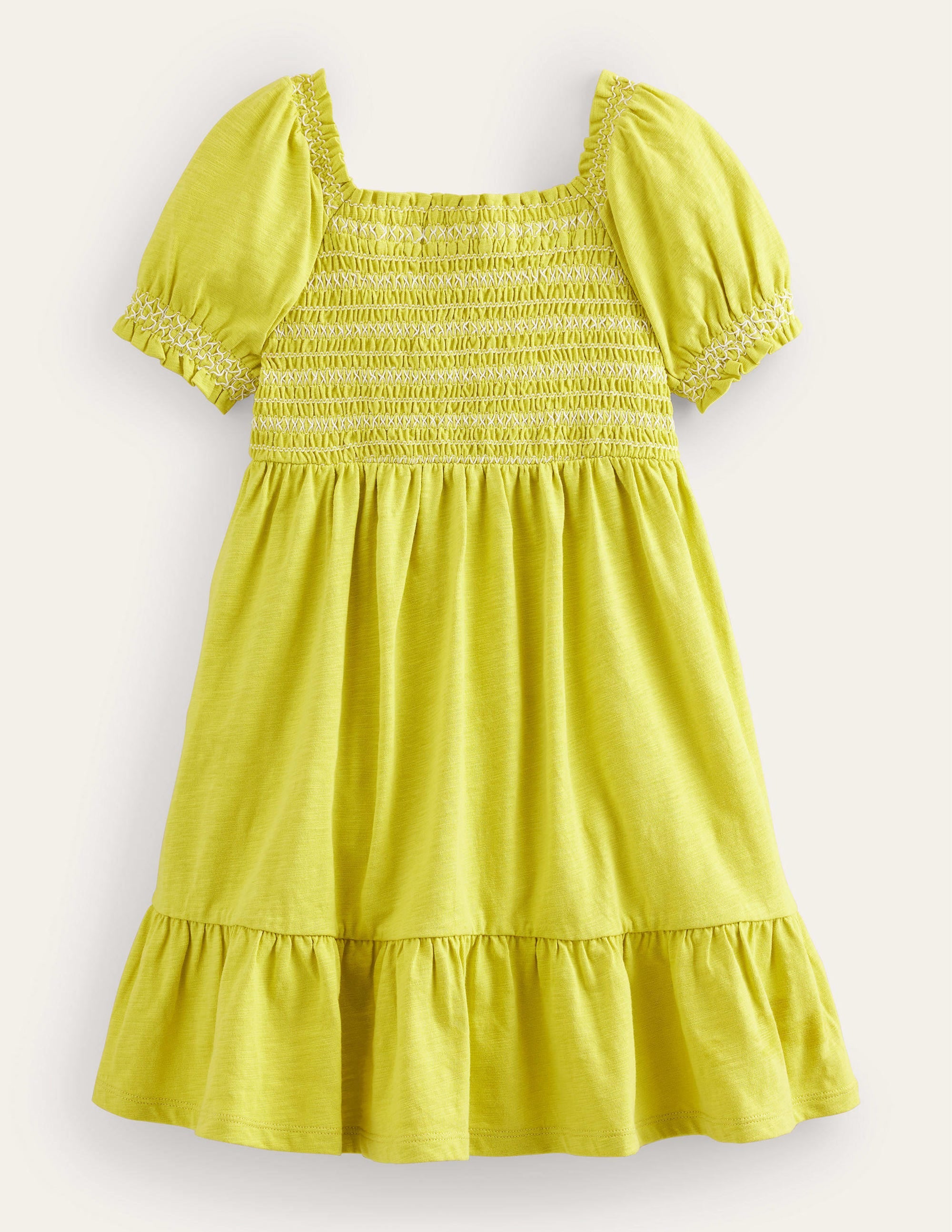Shirred Holiday Dress-Gooseberry Yellow - Image 1