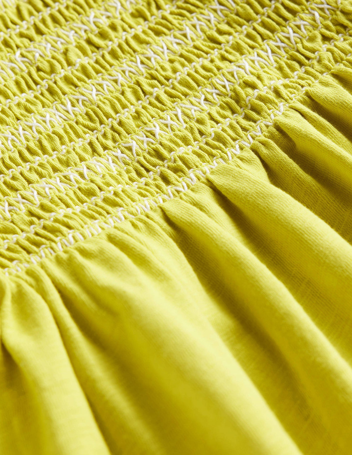 Shirred Holiday Dress-Gooseberry Yellow-3