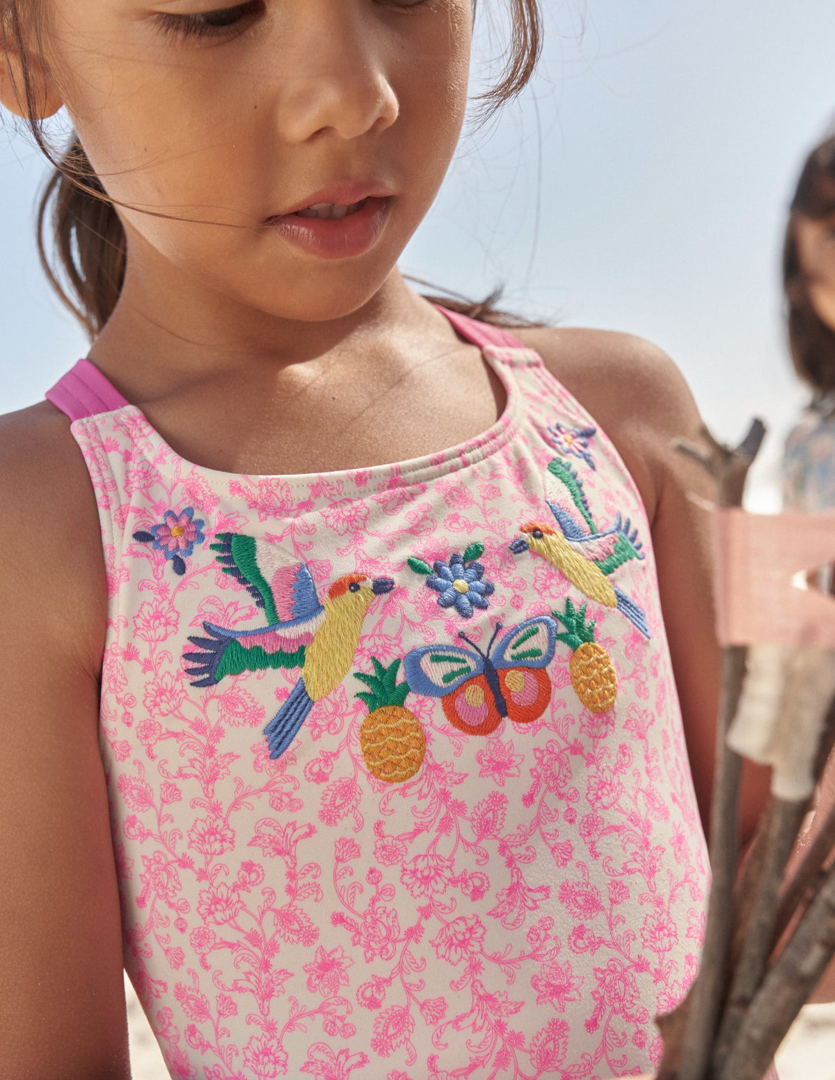 Embroidered Swimsuit-Festival Pink Summer Vine - Image 5