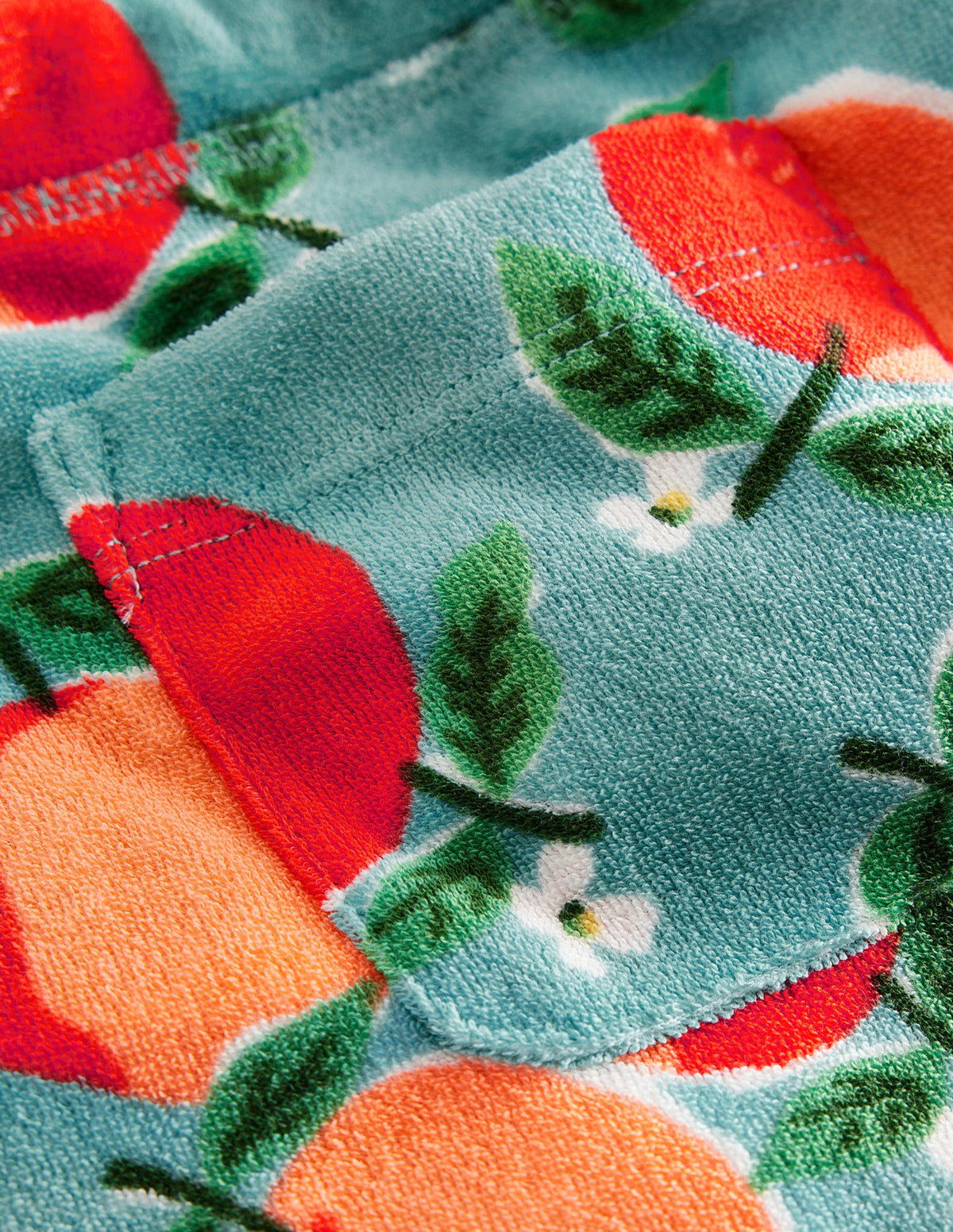 Printed Towelling Shorts-Aqua Blue Oranges - Image 3