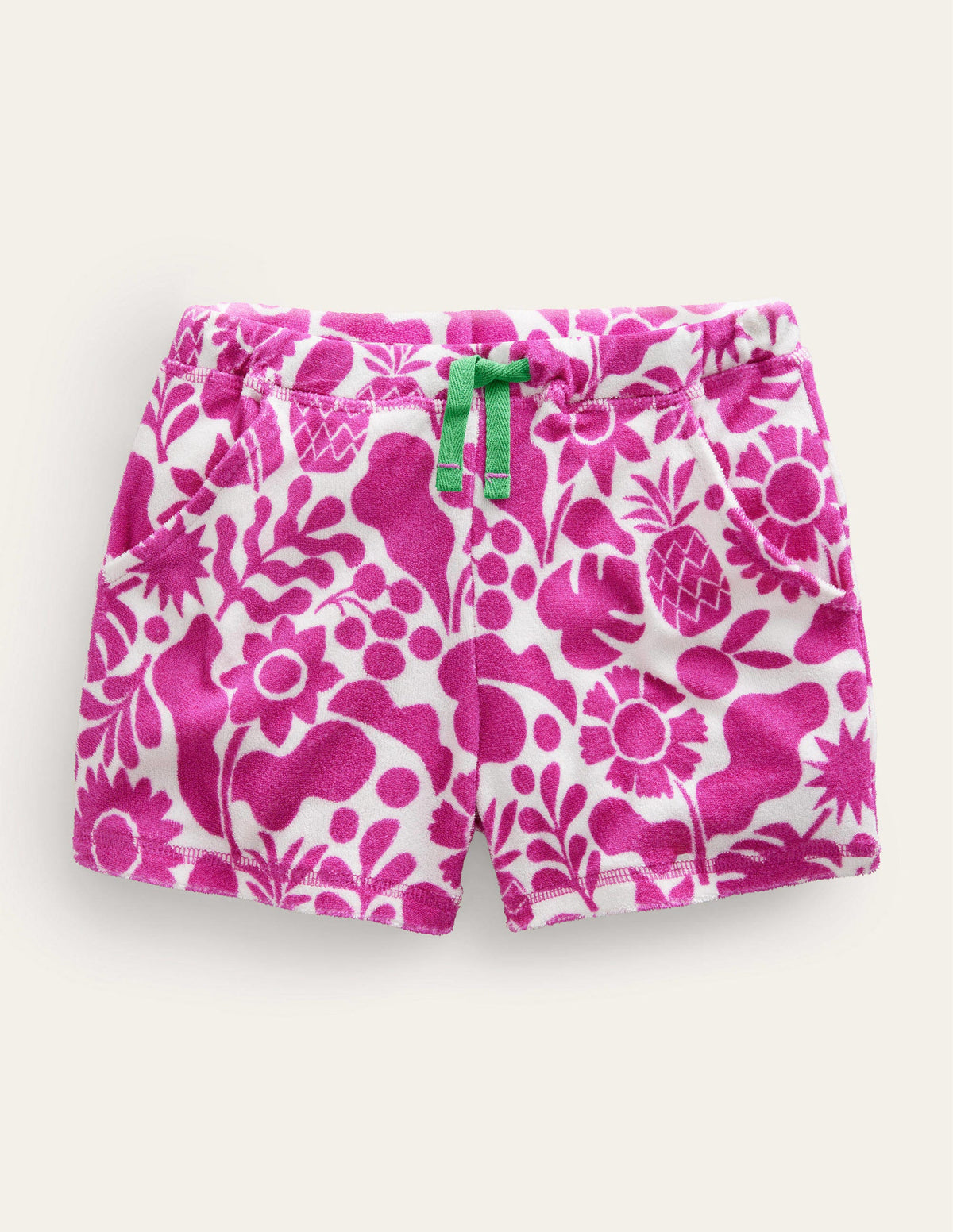Printed Towelling Shorts-Amazing Pink Holiday Floral-1