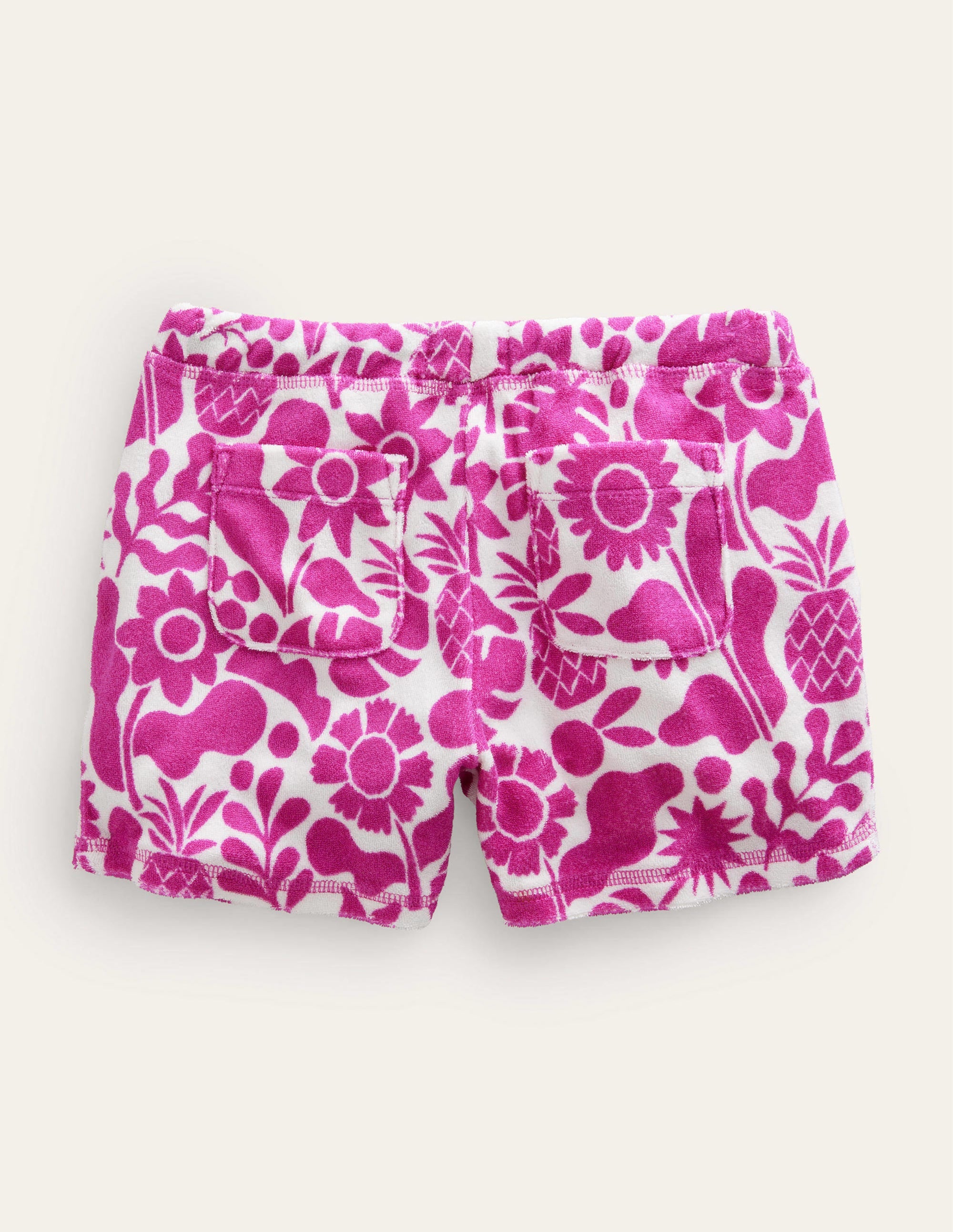 Printed Towelling Shorts-Amazing Pink Holiday Floral - Image 2