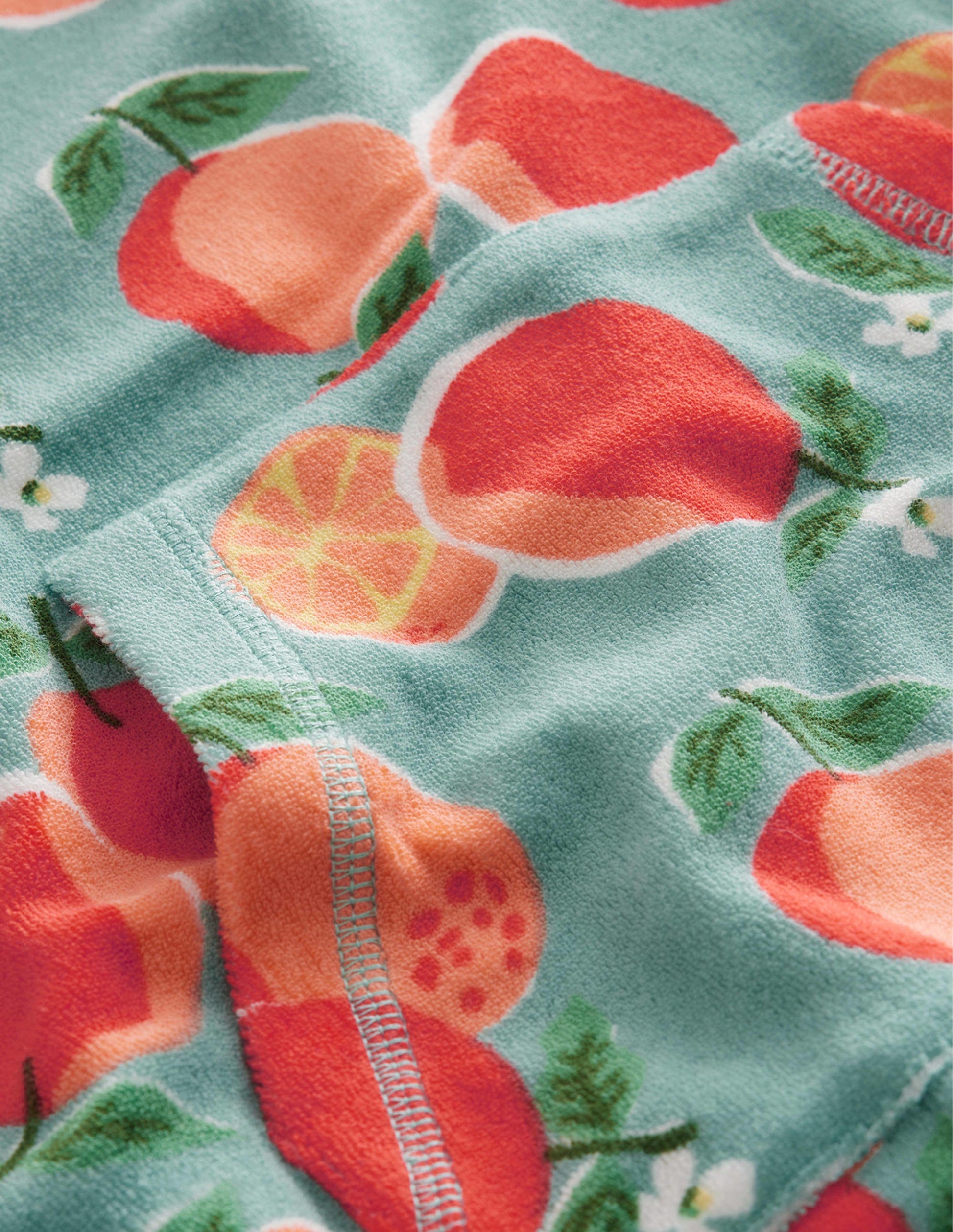 Pattern Towelling Beach Dress-Aqua Blue Oranges-3