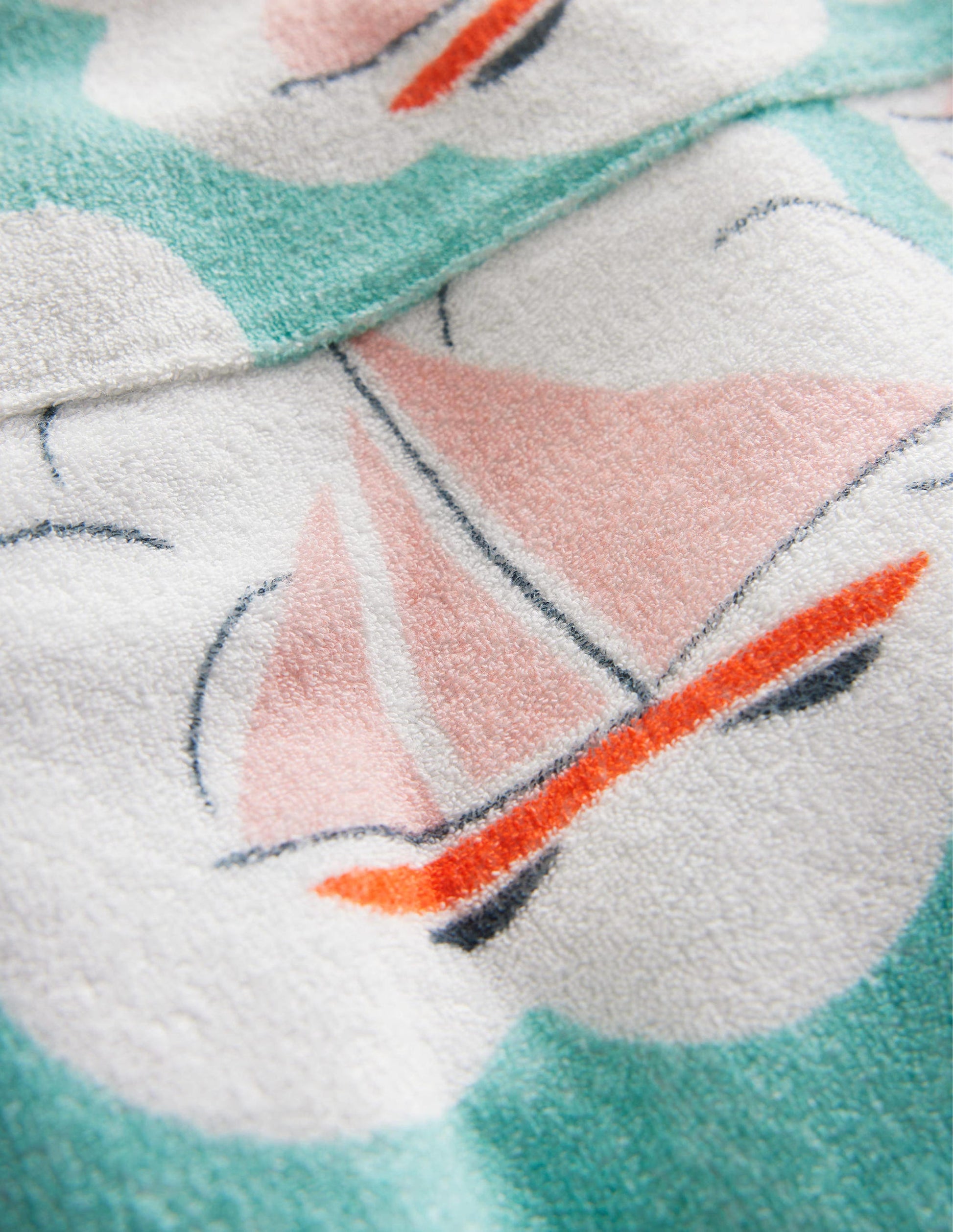 Pattern Towelling Beach Dress-Aqua Sea Blue Boats-3