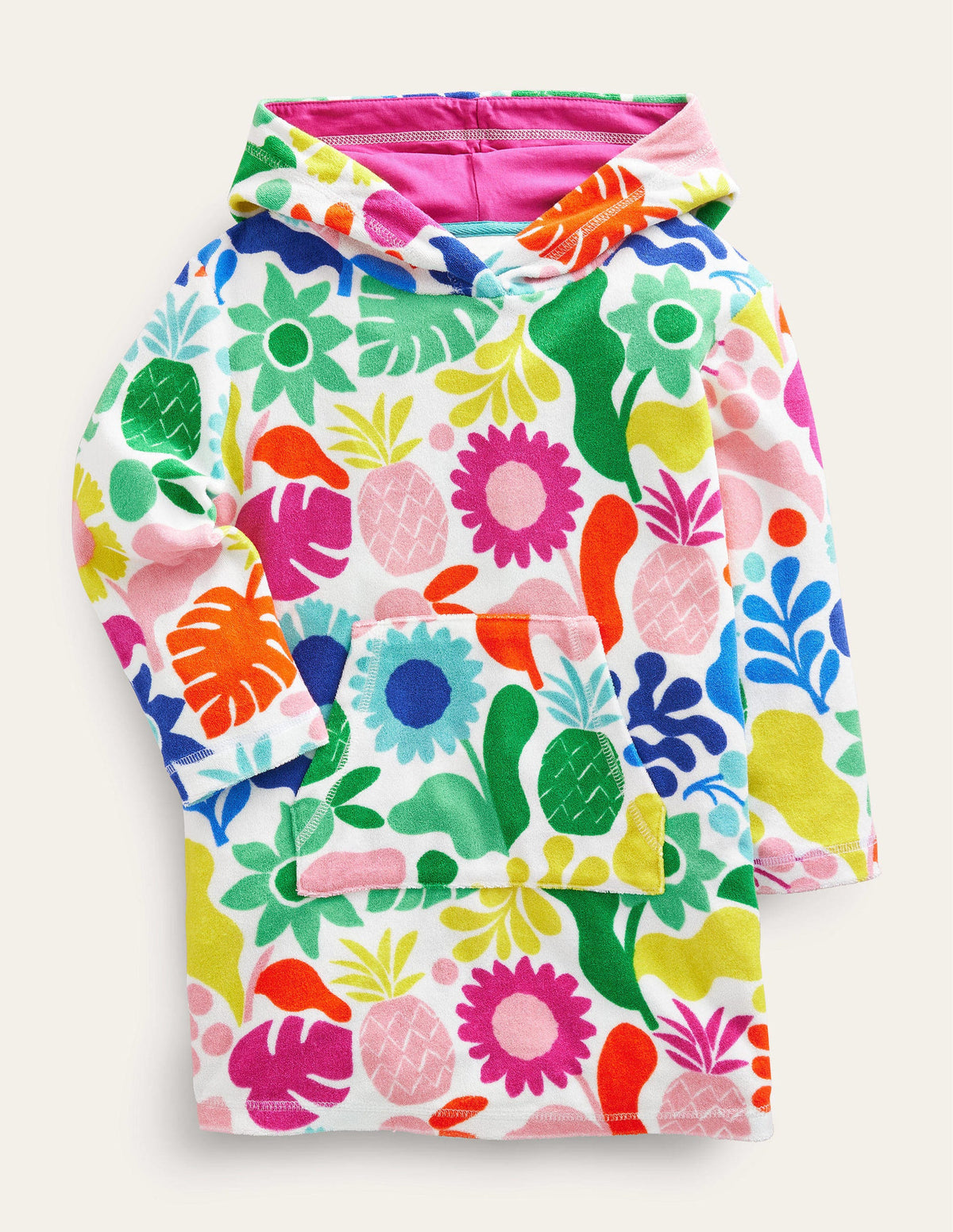 Pattern Towelling Beach Dress-Multi Holiday Foral-1