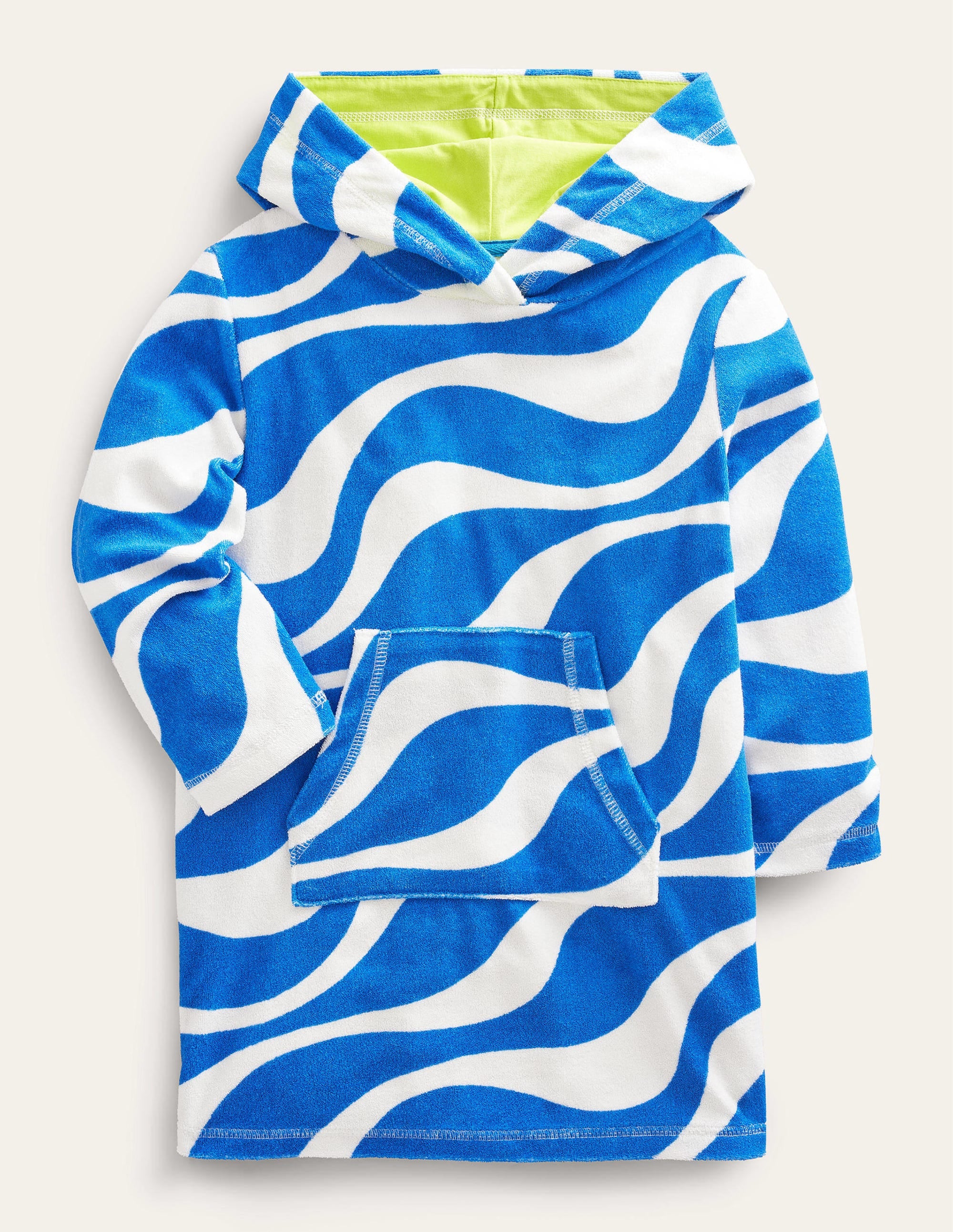 Pattern Towelling Beach Dress-Cabana Blue Waves - Image 1