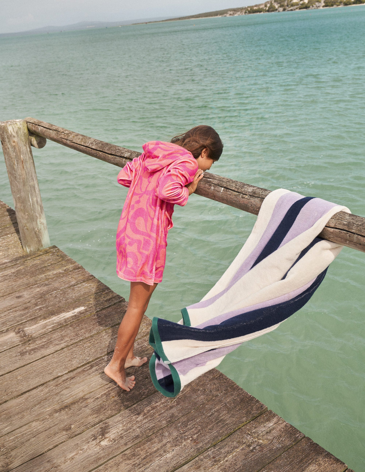 Pattern Towelling Beach Dress-Peach Punch Pink - Image 4