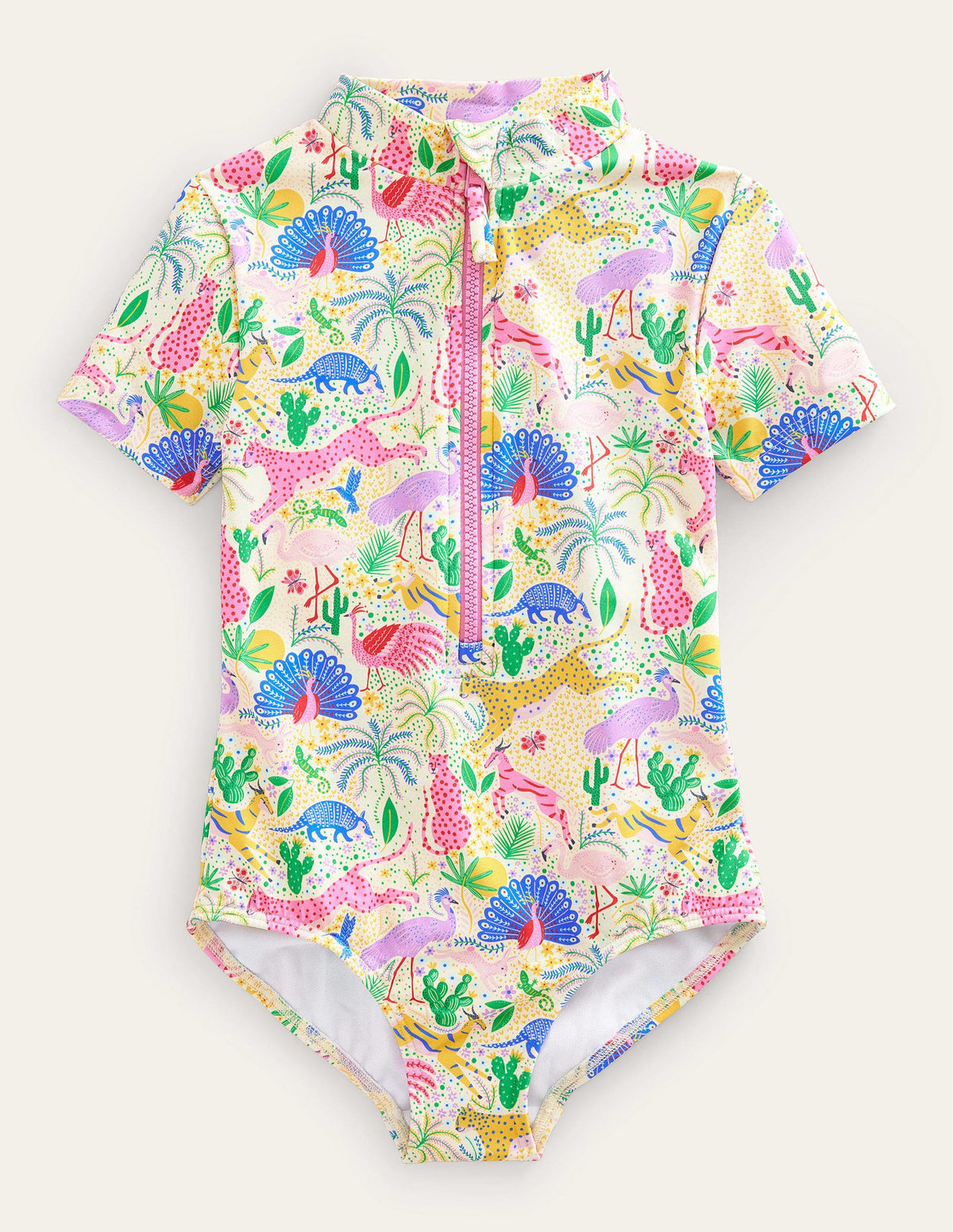 Short-sleeved Swimsuit-Multi Leopard Jungle - Image 1