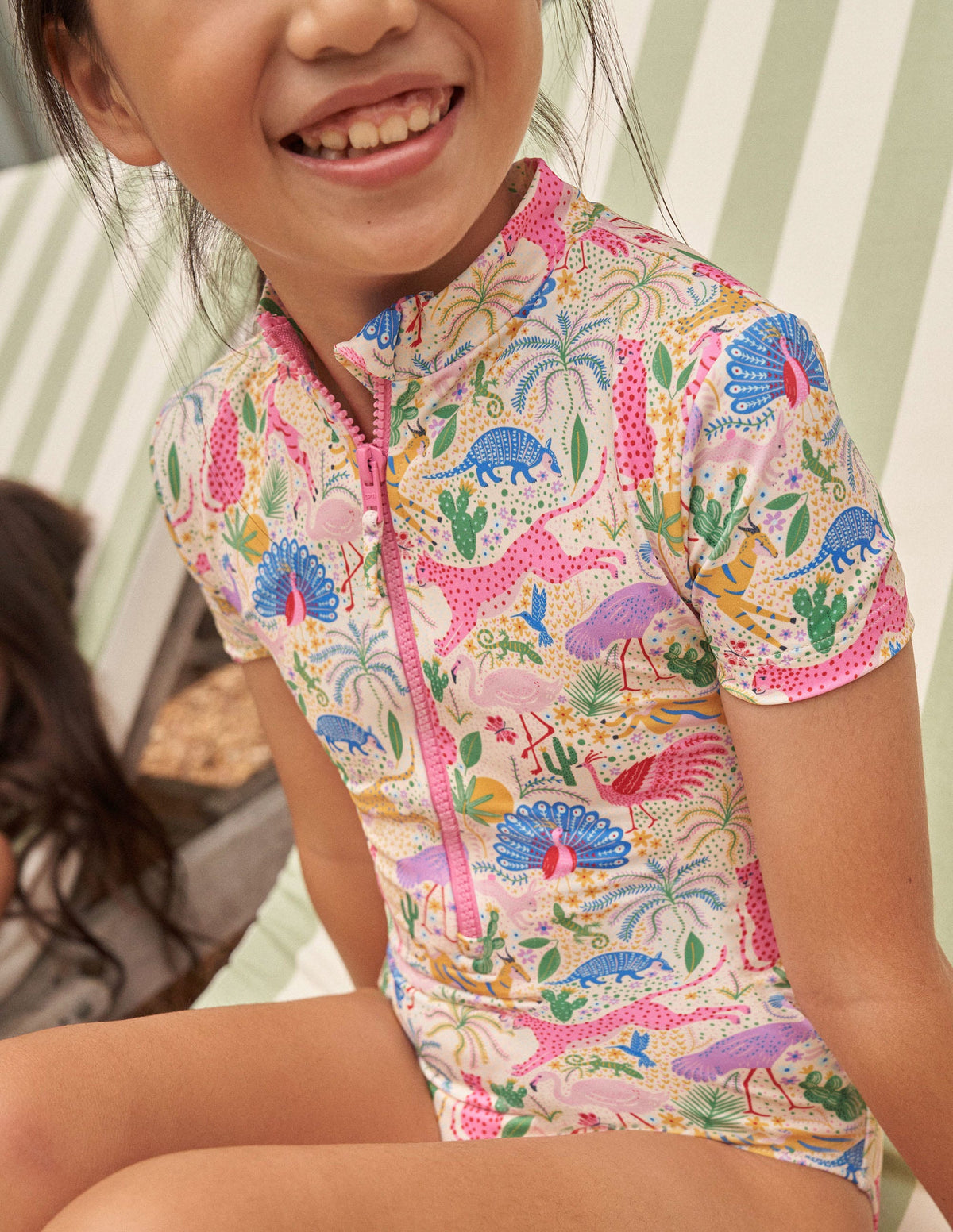 Short-sleeved Swimsuit-Multi Leopard Jungle - Image 4